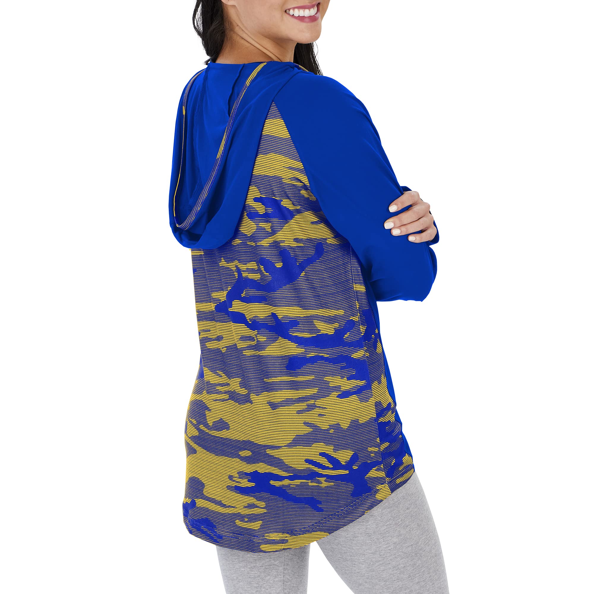 Zubaz Officially Licensed Women's NFL Elevated Lw Hood W/Black/Gray Camo Lines, Los Angeles Rams, Size Large