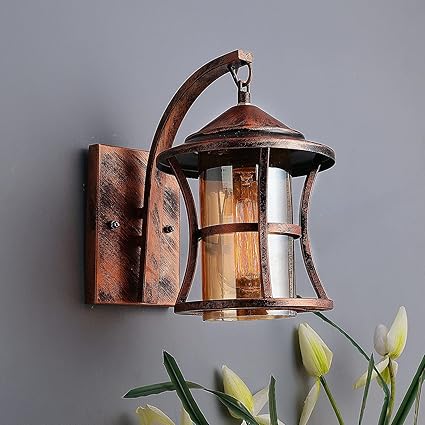 Foziq Fancy Wall Lights, Wall Lamp, Metal Oil Rubbed Vintage Rustic Wall Chimney Industrial Lamp Fixture Glass Shade for Home Decore (Corded Electric, Metal, Antique Copper)