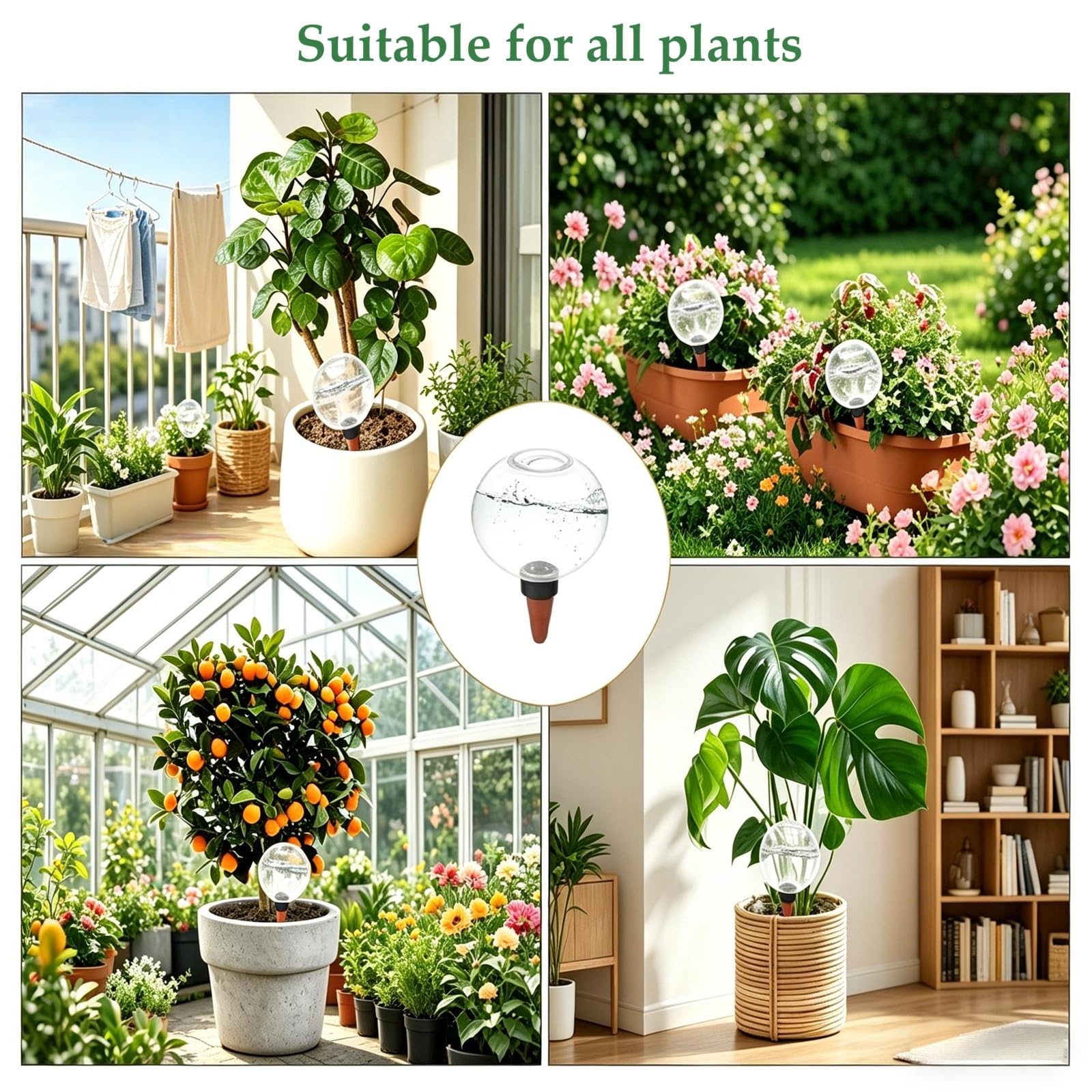 Lot de 4 boules d'eau pour plantes - Arrosage automatique des plantes - Distributeur d'eau pour l'arrosage automatique des chambres, balcons et plantes de jardin - Transparent