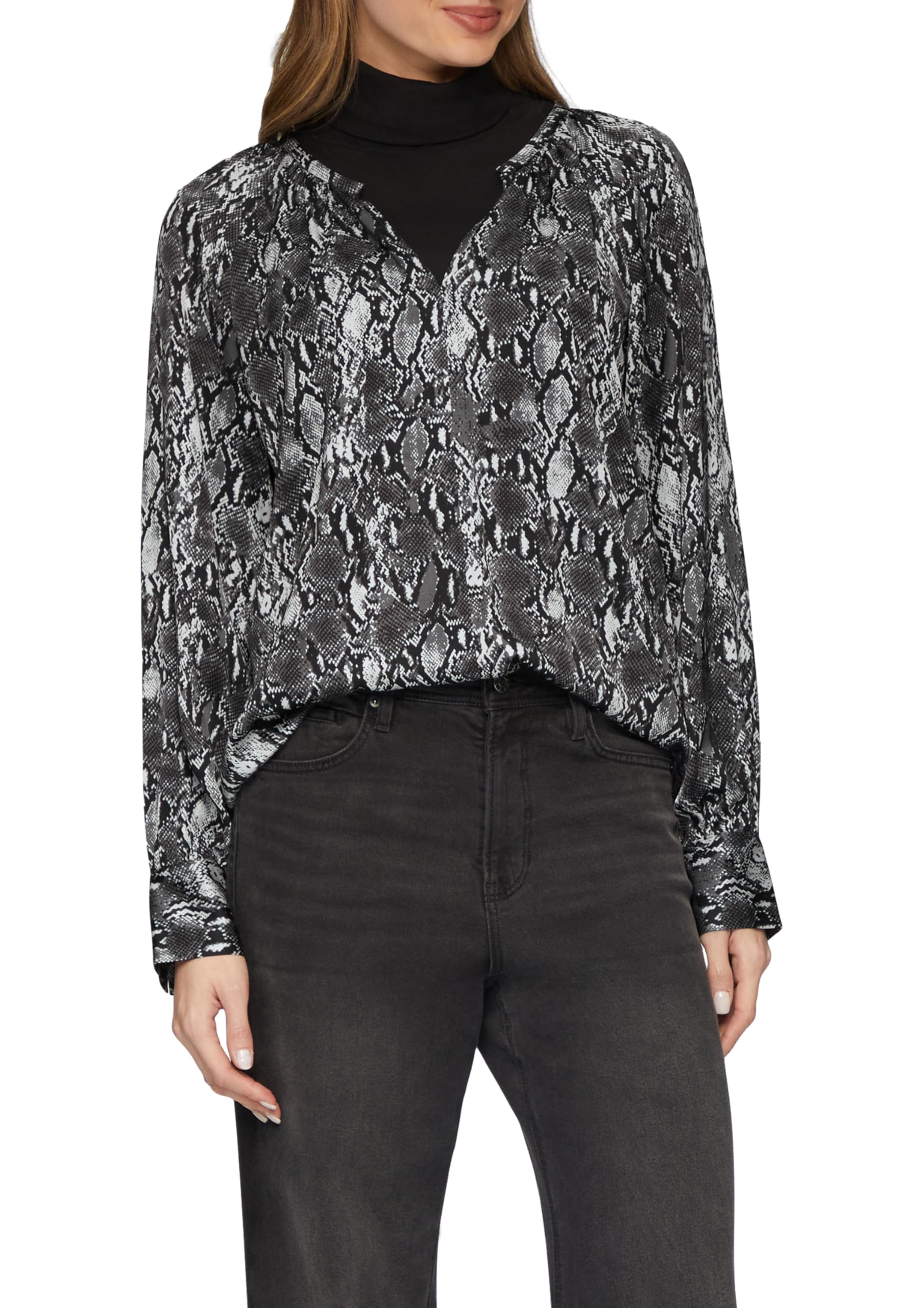 s.Oliver Satin Blouse in Relaxed Fit, Darkgray, 20