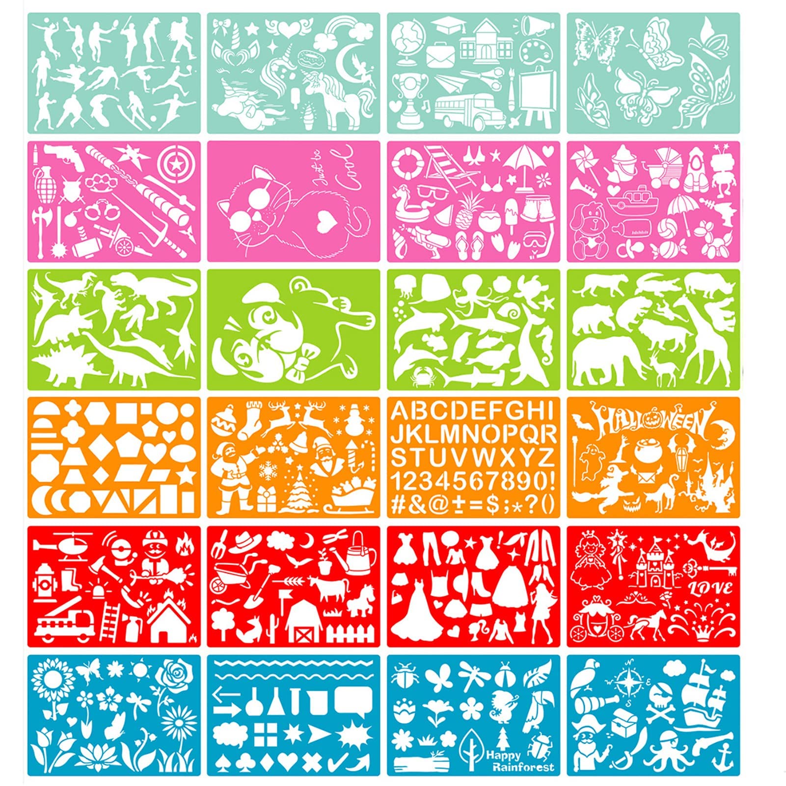 Sponsored Ad – Excefore 24 Pieces Stencils for Painting Reusable Letters Flowers Animals Stencil, DIY Stencils for Painting