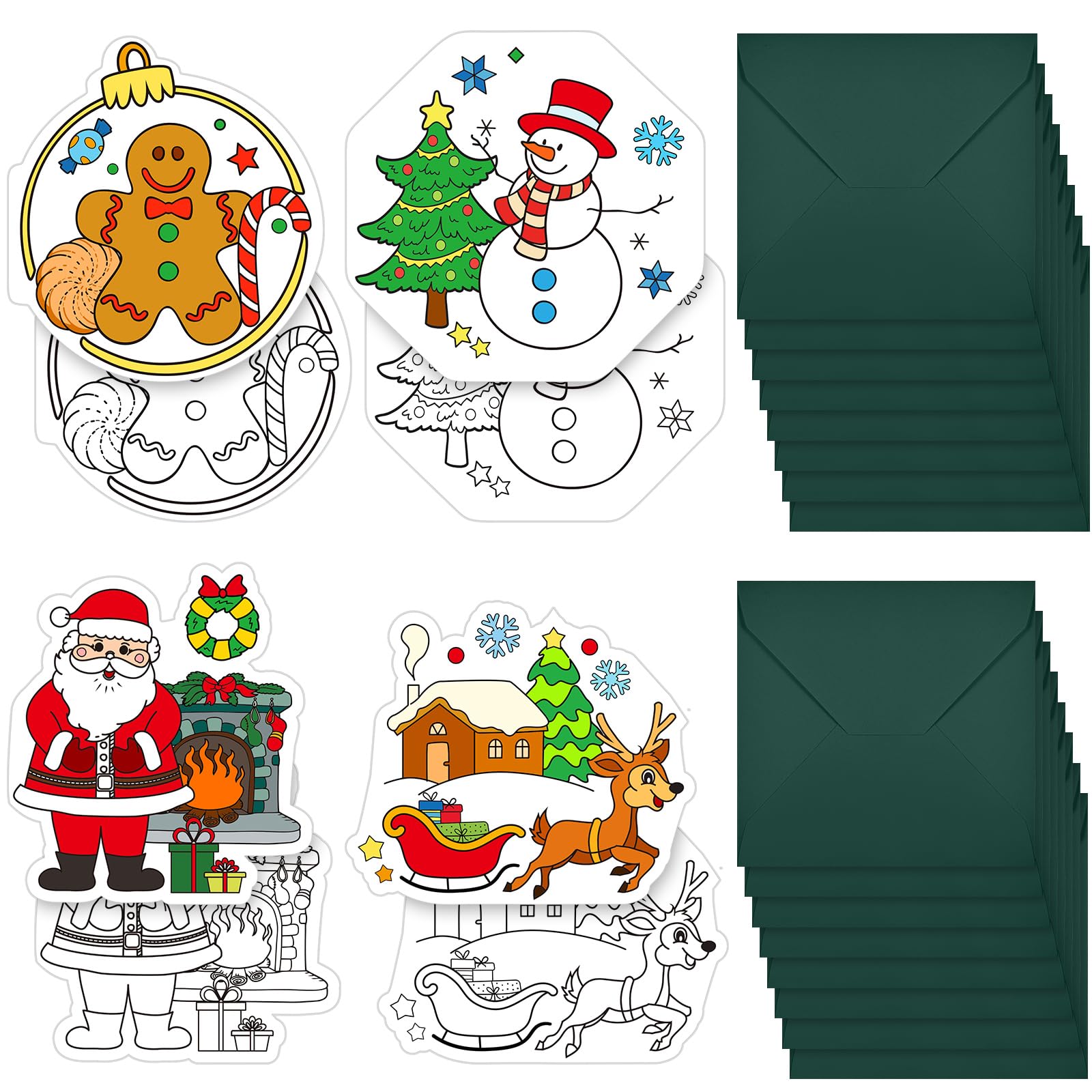 Tenare 16 Pack Colour Your Own Christmas Cards Xmas Colouring Greeting