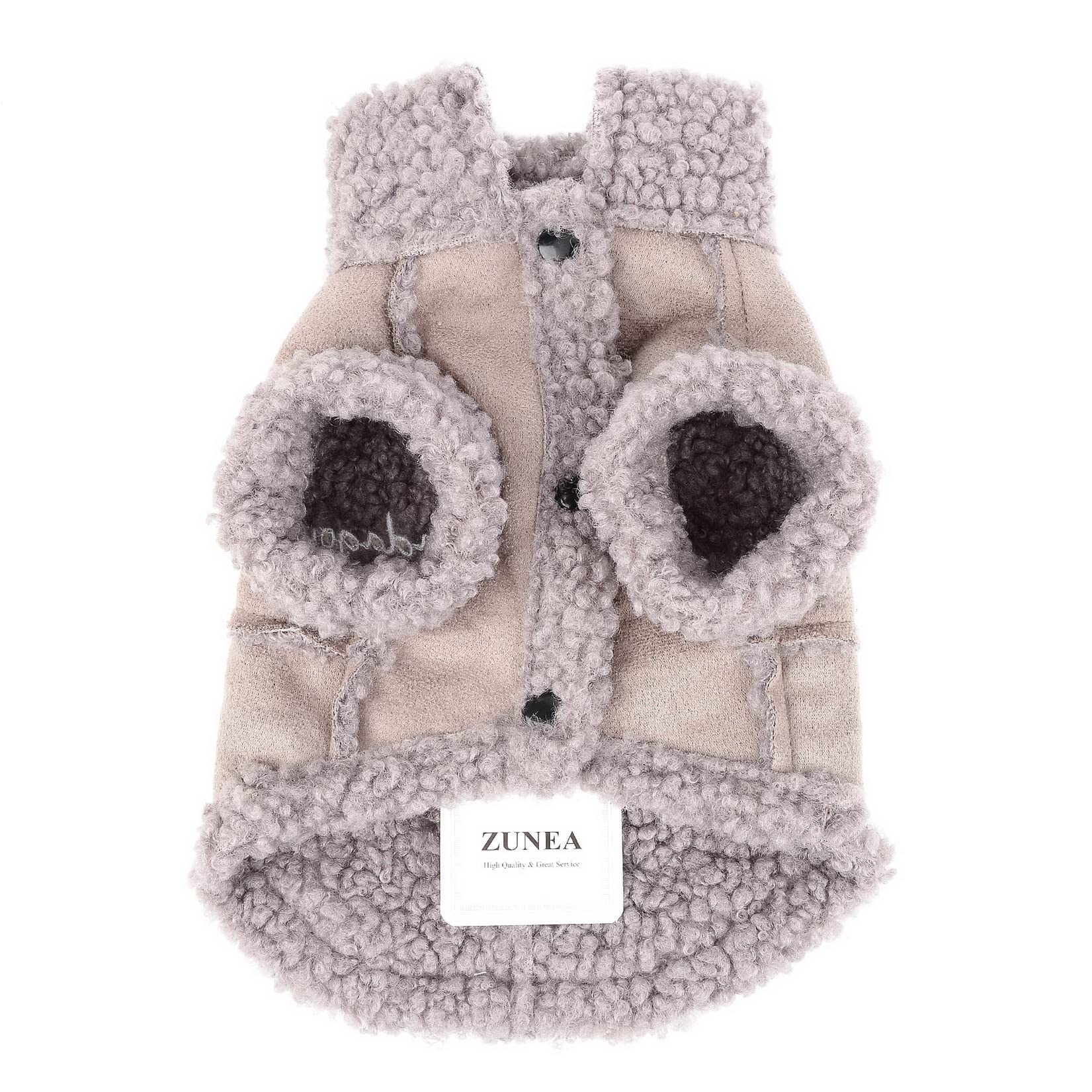 Zunea Dog Winter Coat for Small Dogs Shearing Fleece Dog Jacket Coat Warm Puppy Clothes Soft Fleece Lined Pet Vest Apparel with D-Ring Windproof Cold Weather Clothing for Chihuahua Yorkie Gray M - Image 4
