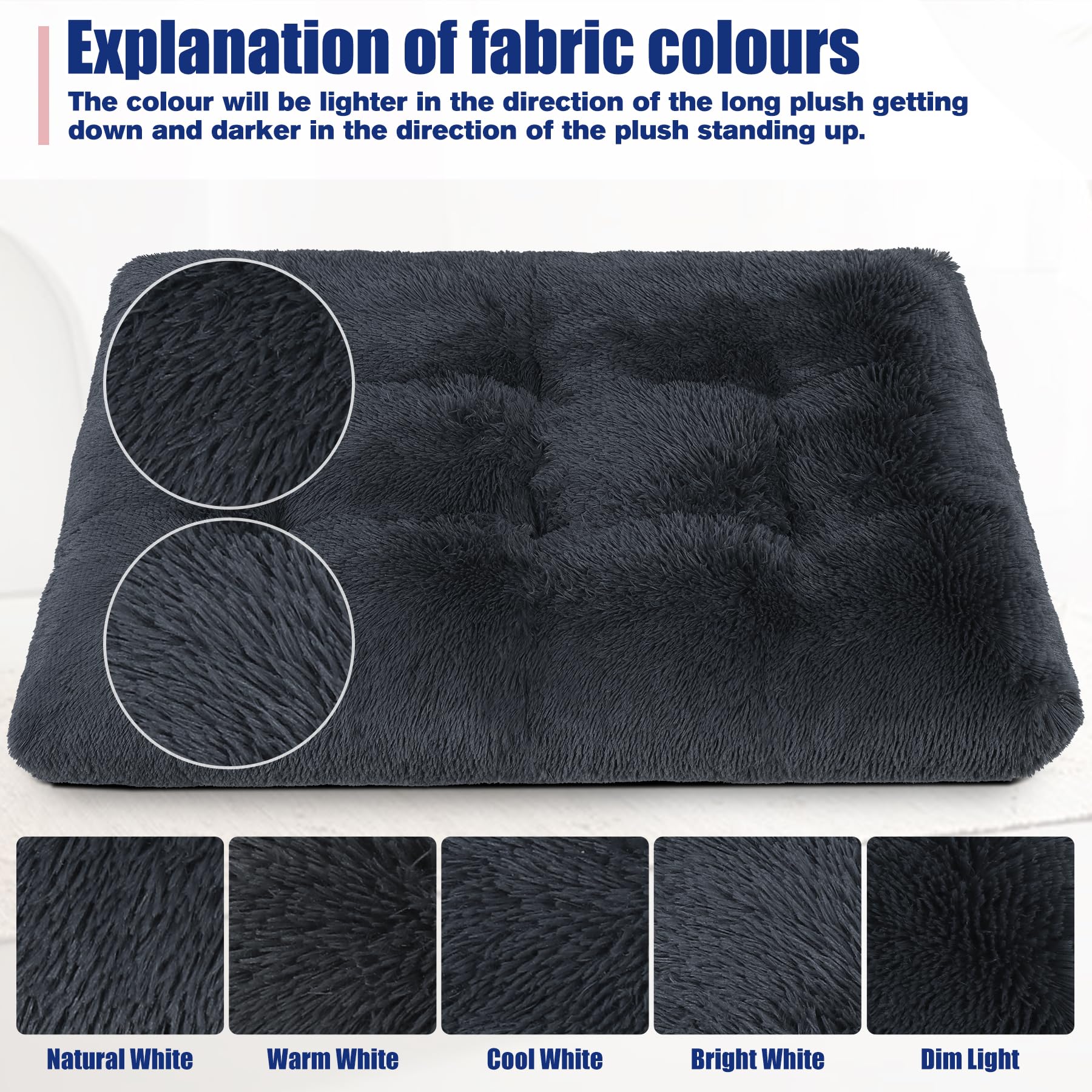 KSIIA Cuscino per Cani Taglia Grande, Cuccia Cane Interno, XXL, 122x74cm, Peluche Morbida e Soffice, Base Antiscivolo, Lettino per Cani, Lavabile in Lavatrice, Materassino Cane, Grigio scuro