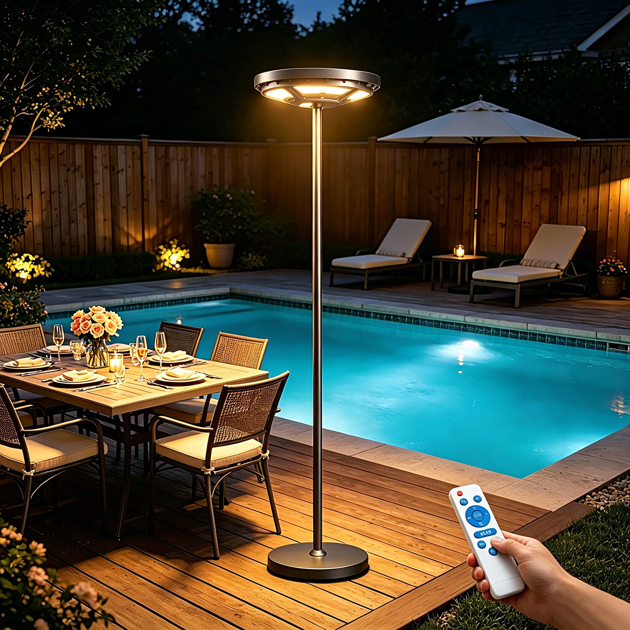 Lightdot Outdoor Floor Lamp for Patio, Rechargeable Floor Lamp with Remote