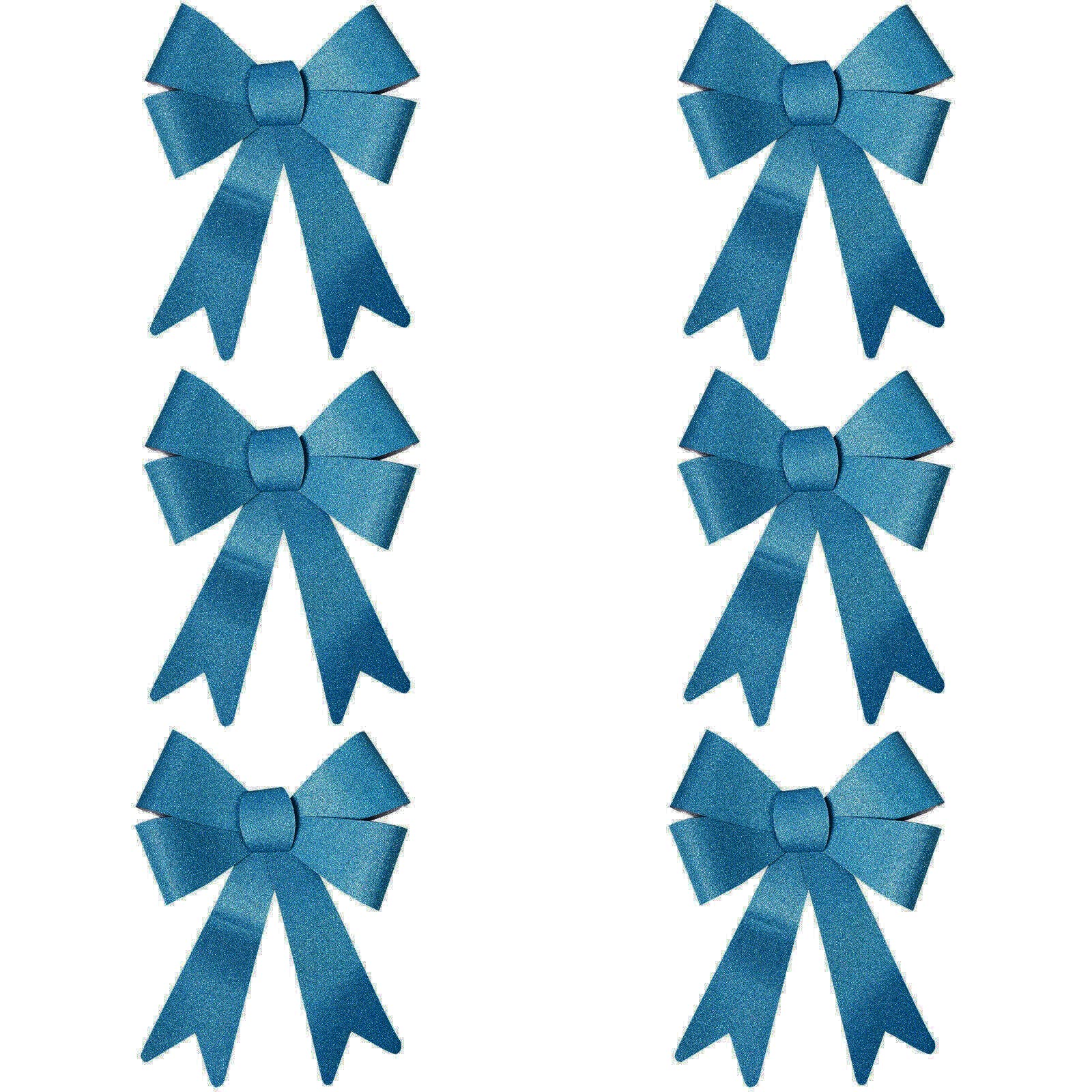 Robelli Turquoise Christmas Glitter Bow Decorations - Pre-Tied For Tree/Gifts/Table - 6 X S (Turquoise)
