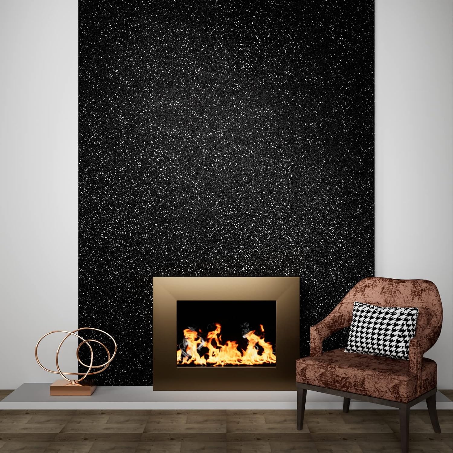 Stickyart 15.8"x275.6" Black Peel and Stick Glitter Wallpaper Self Adhesive Glitter Fabric Wallpaper Removable Sparkle Contact Paper for Cabinets Dresser Drawer Glitter Paper for DIY Crafts