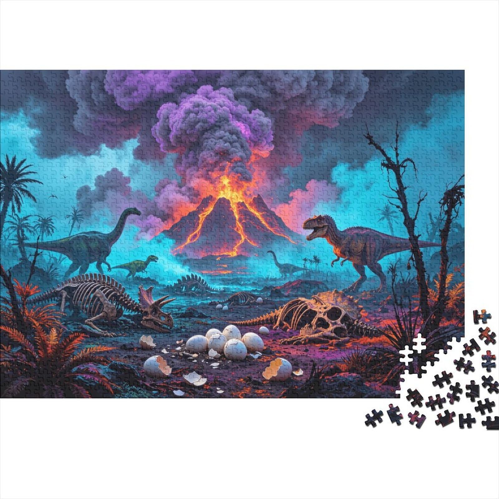 Jurassic Period Jigsaw Puzzle 1000 Pieces Recyclable Material Dinosaur Apocalypse Puzzles for Adults Fun Present & Activity for Home Great Gift Idea for Men 70x50cm/1000pcs