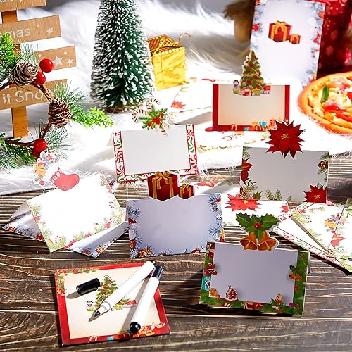 Vista 7 de 36 tarjetas de lugar de Navidad para mesa, tarjetas de nombre de vacaciones, tarjetas rústicas de mesa, tarjetas de nombre de Navidad, tarjetas