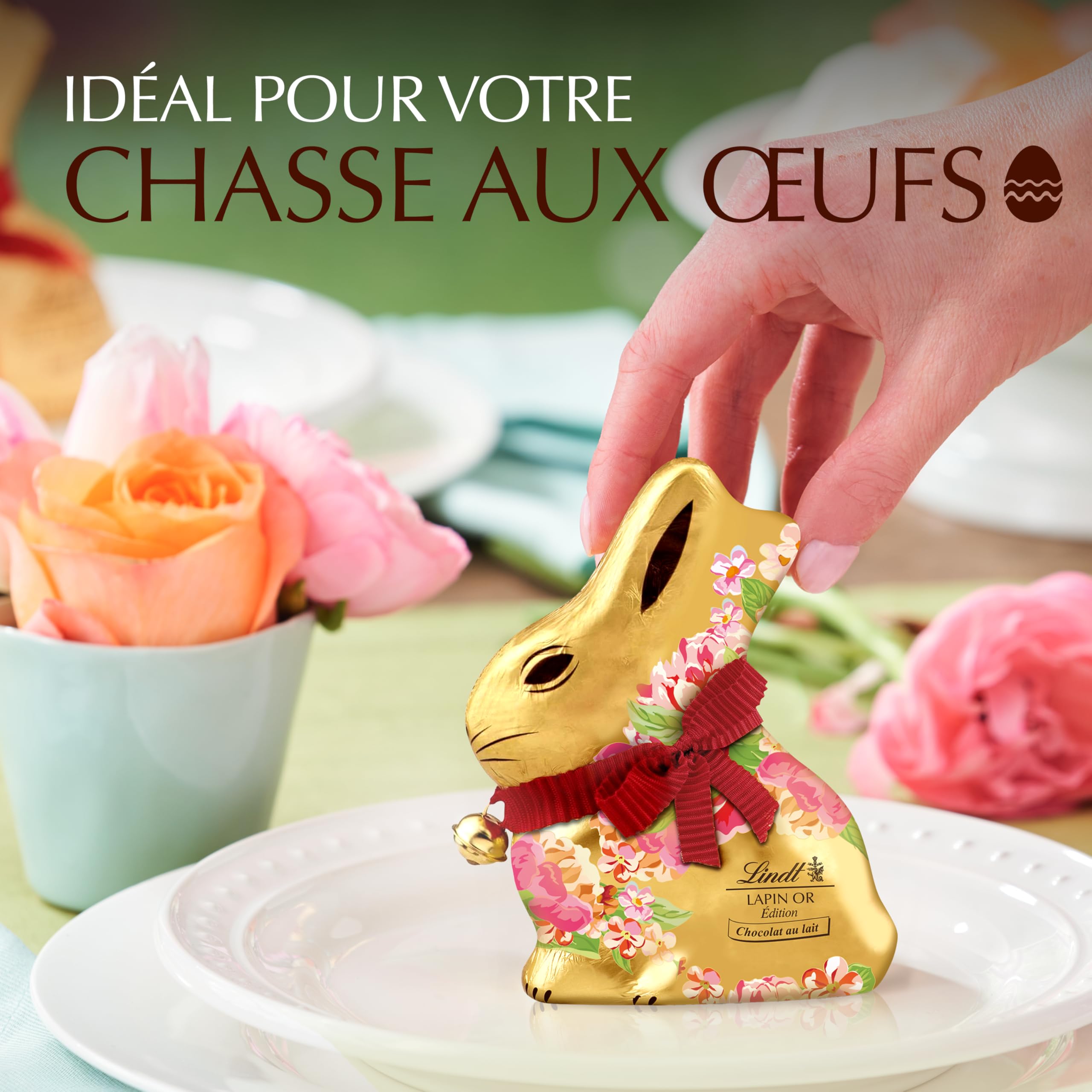 Lindt - Moulage LAPIN OR Edition Fleurs - Chocolat au Lait - Idéal pour Pâques, 200g