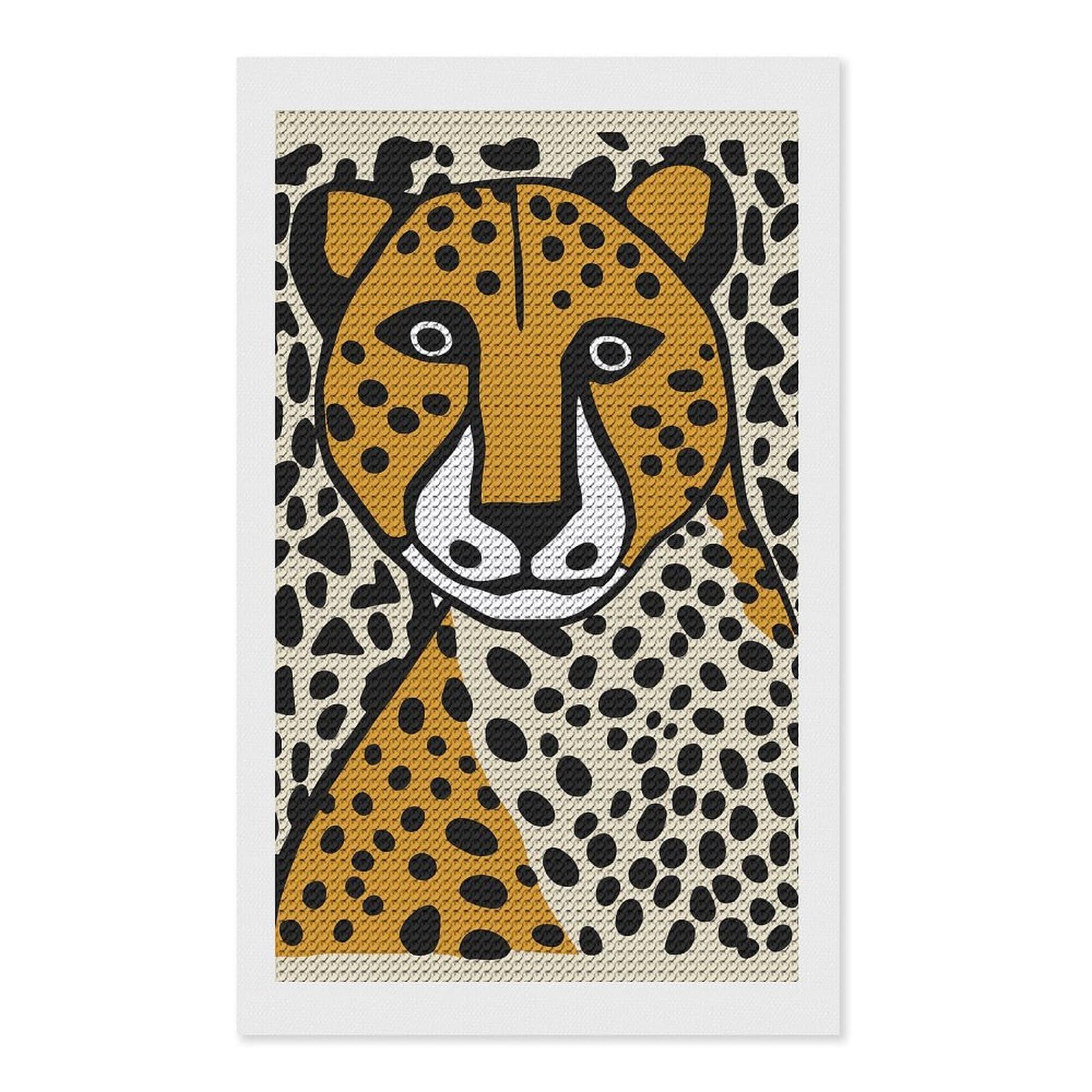 Junmoney Wildlife Cheetah Portrait Diamond Painting Canvas Kit 12"x20", Round Gems, Living Room Decor, Seasonal Gift Choice, Modern Decor