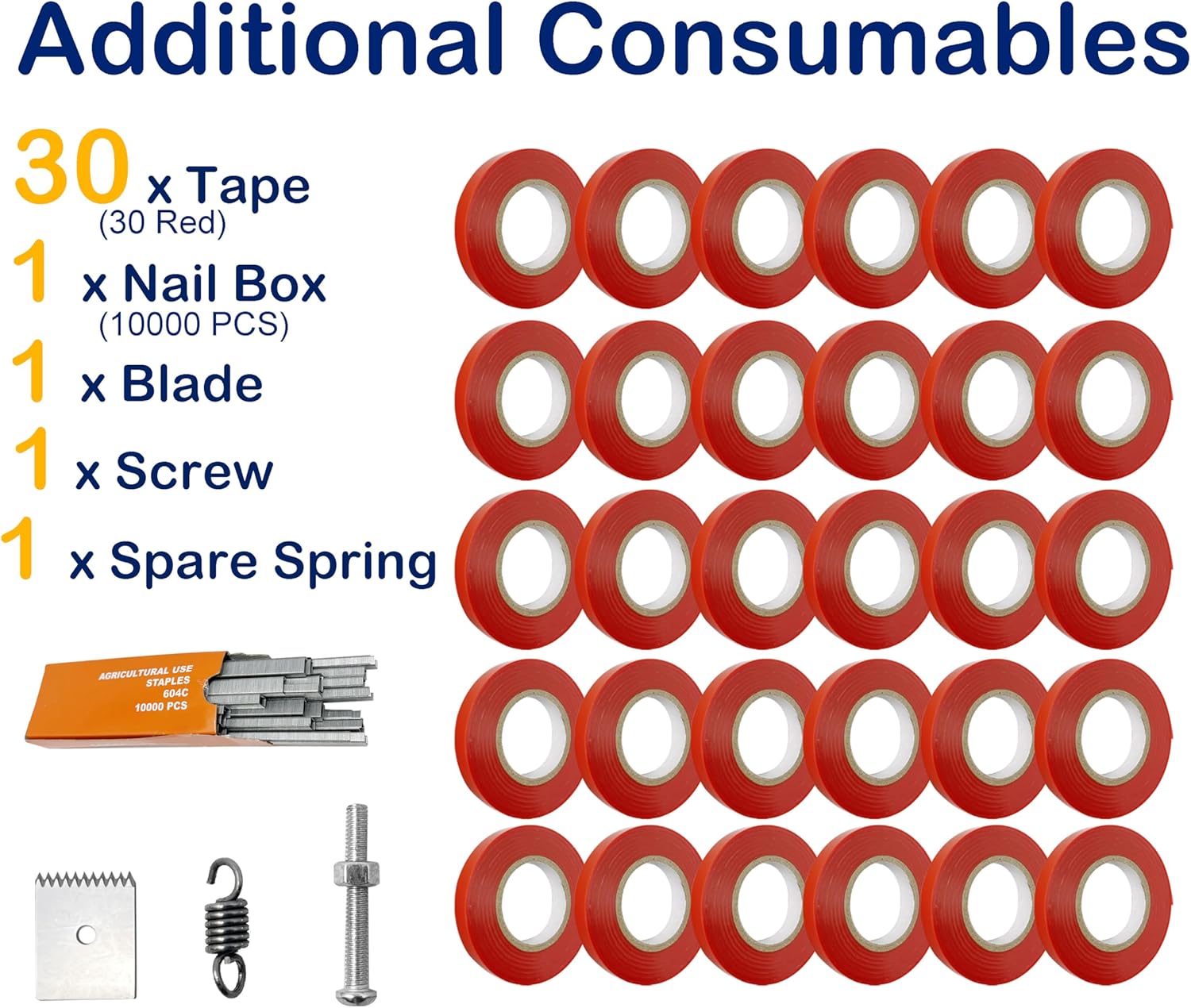 Miyake Plant Tying Machine, Plant Tape Gun to Tie Up Vine Tomatoes Grapes Cucumbers Flowers, Quickly Garden Tape Tool with 30 Rolls Green Tape & 10000 Staples, Replacement Blade
