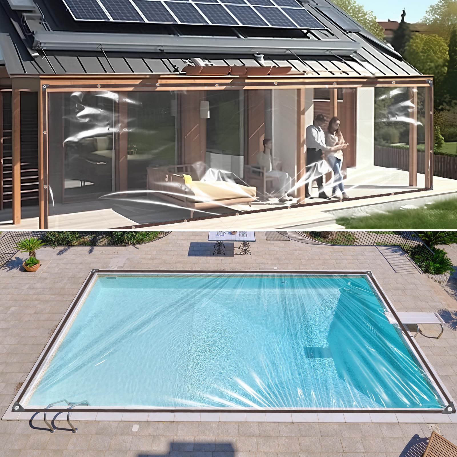 Plane Wasserdicht Transparent Mit öSen,Mehrzweck Durchsichtige Plane,Abdeckplane Durchsichtig wasserdichte,für den Außenbereich einsetzbar Regenschutz Windschutz,mit Bindeseil,3x6m