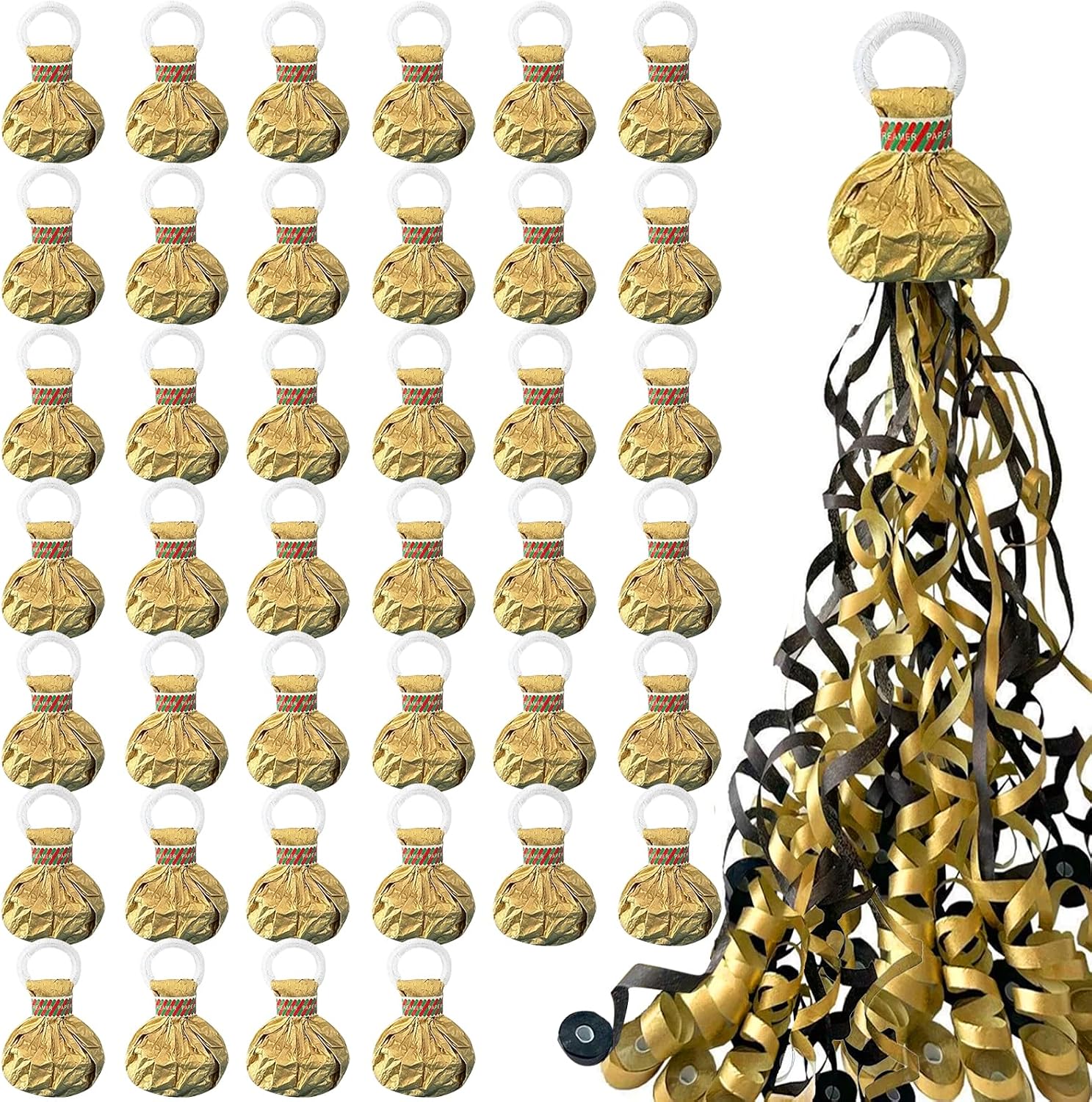 40 Pack Streamers Poppers, No Mess Confetti Poppers,Throw Streamers Easy to Clean Handheld Poppers for Celebrations Birthday Weddings and Party Events(Golden)