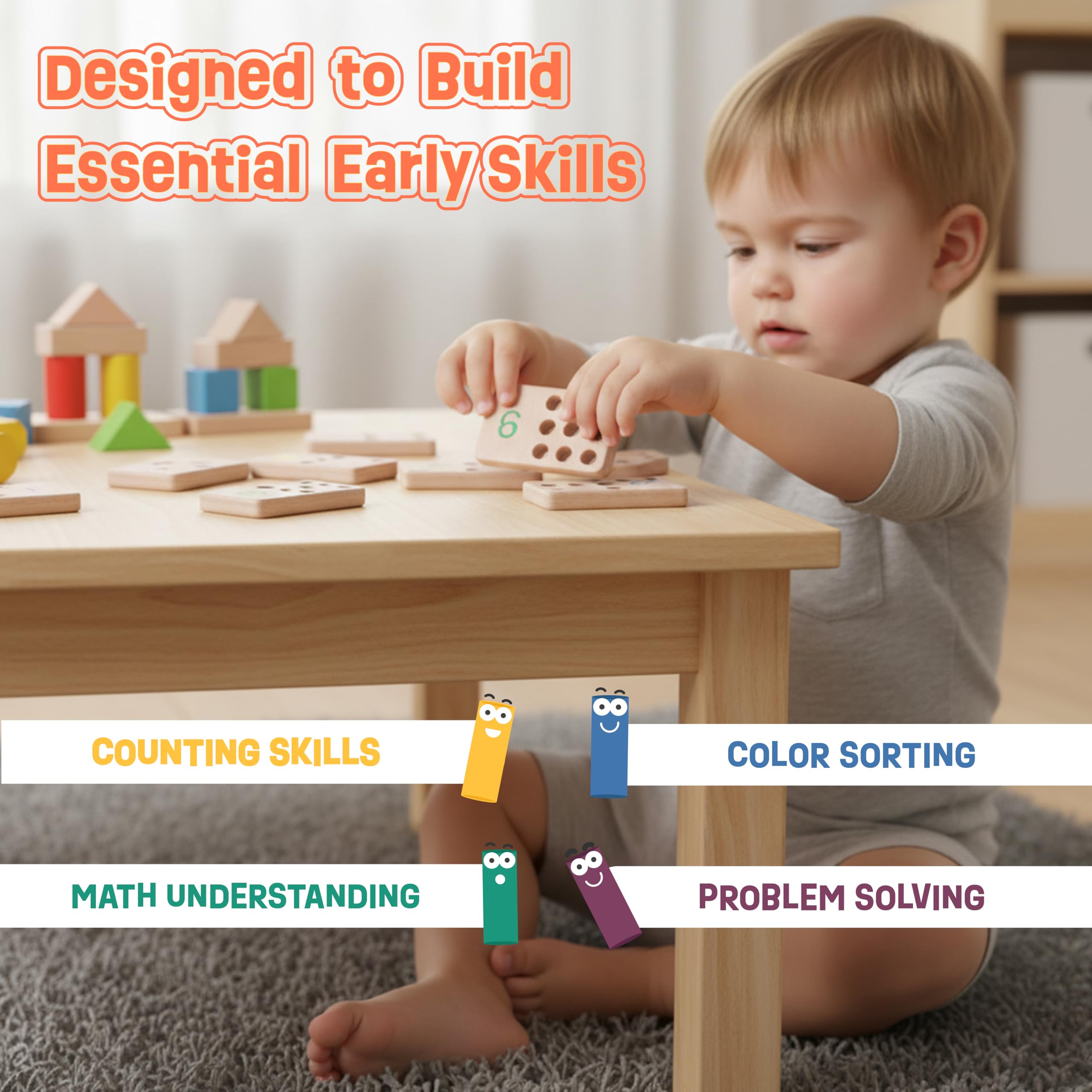 Babbles Wooden Number Peg Board, 1-10 Number Recognition with 57 Pegs, Montessori Inspired Counting Toy for Toddlers, Fine Motor Skills, Hand Eye Coordination 2