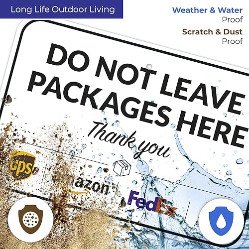 Vista 527 de Cartel de entrega del paquete, letrero de instrucciones de entrega, 10 x 7 pulgadas, aluminio 040 libre de óxido, resistente a la decoloración