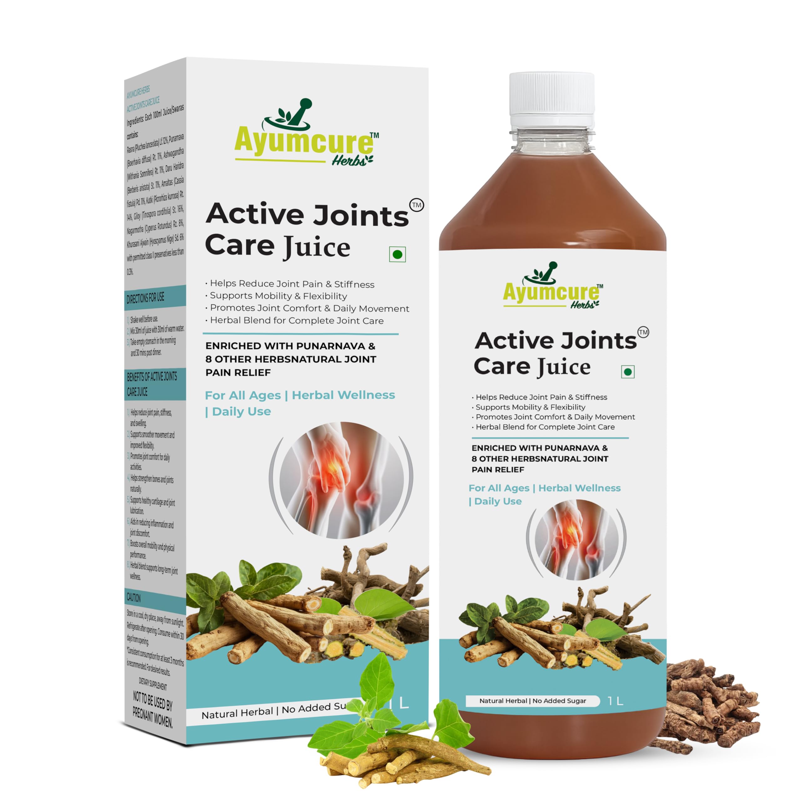 Ayumcure Active Joints Care Juice 1L | Herbal Joint Pain Relief with Punarnava & 8 Herbs | Reduces Stiffness | Improves Mobility & Flexibility | No Added Sugar-image-28