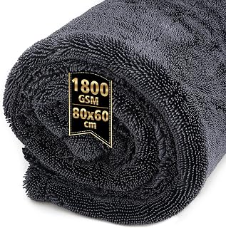 Car Wipe Cloth XXL 80 x 60cm 1800GSM Ultra Absorbent Microfiber Cloths | Enlarge thick microfiber dry cloth for car care, motorcycle and glass, lint-free, lacquer-friendly, twisted towel