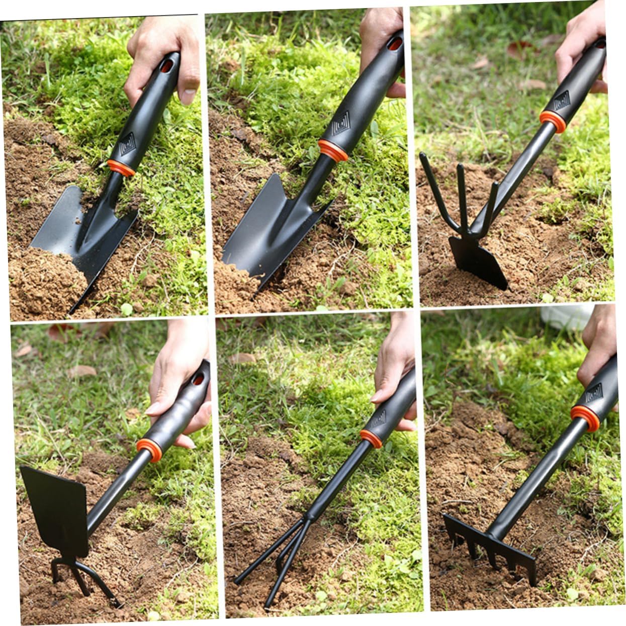 YARNOW 6pcs Garden Tool Shovel Hoeing Rake Rake Hoe Iron Tool Plastic Handle Skidproof for Home Outdoor