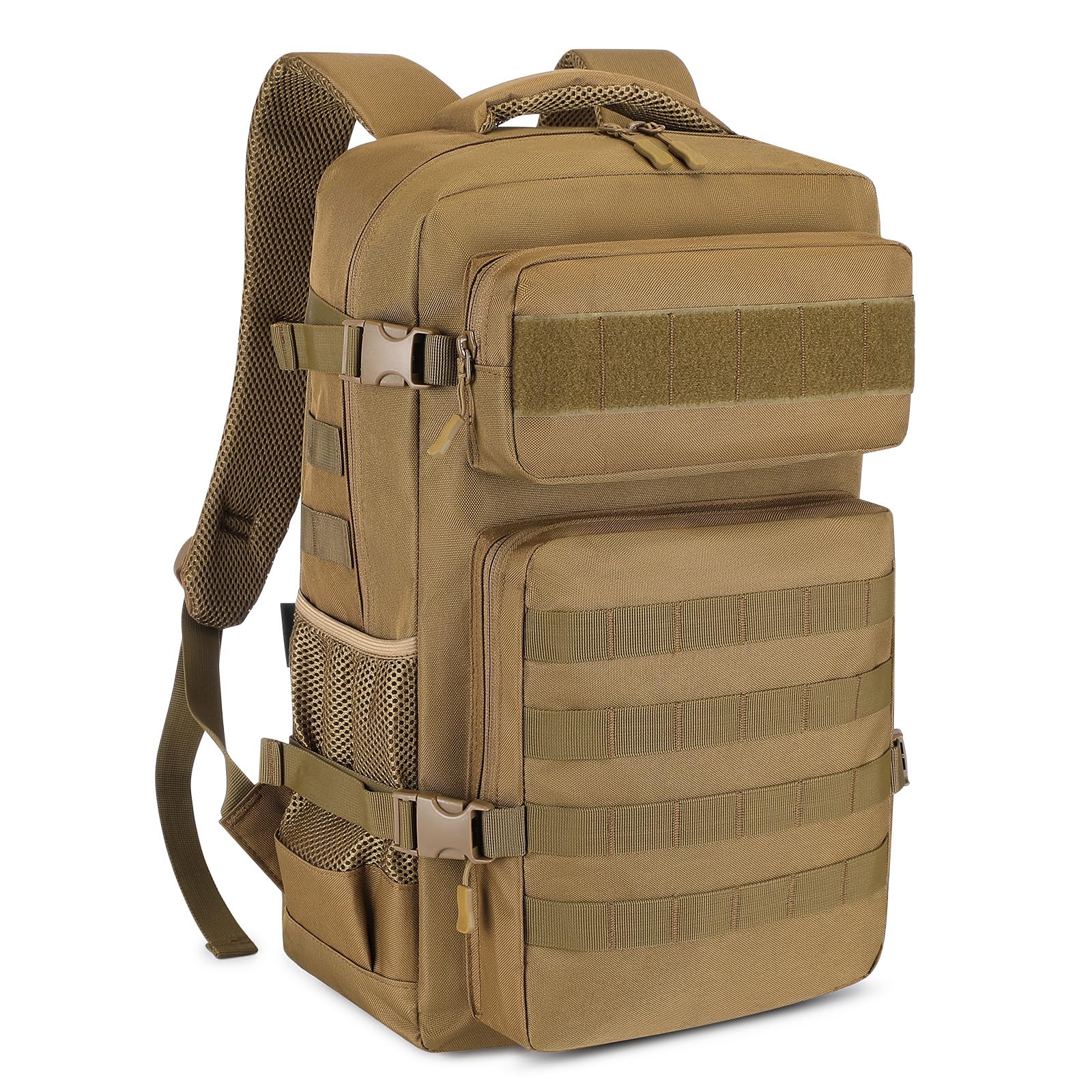 HUNTVP 30L Rucksack for Men, Tactical Backpack Military Molle Army Back Pack Motorcycle Daysack for Men and Women Traveling, Camping, Trekking, Work, Hiking and Outdoors (30l-brown)