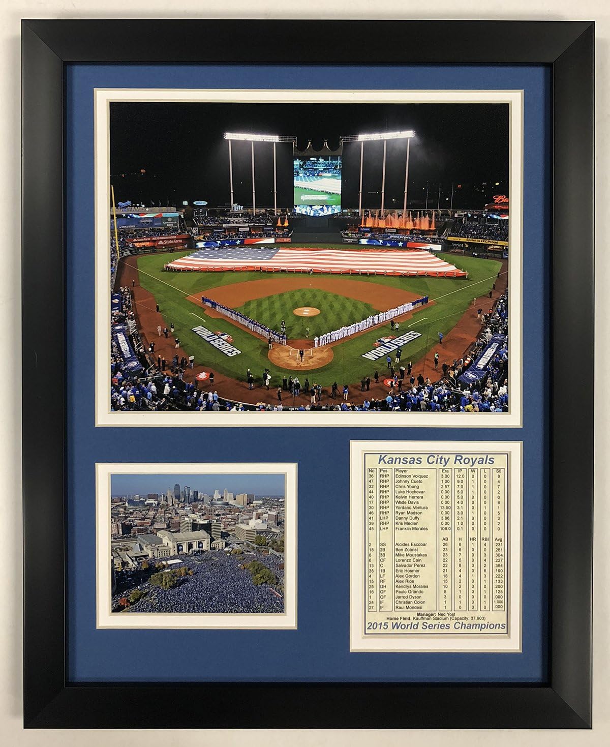 Legends Never Die Kansas City Royals - 2015 World Series- Kauffman Stadium - Framed 12"x15" Double Matted Photos