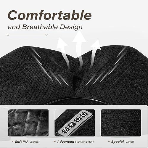 Miniatura 8 de Almohada eléctrica 3D de masaje shiatsu, con calor, para músculos de cuello, espalda, hombros, espalda baja, pies y piernas, alivia el dolor,