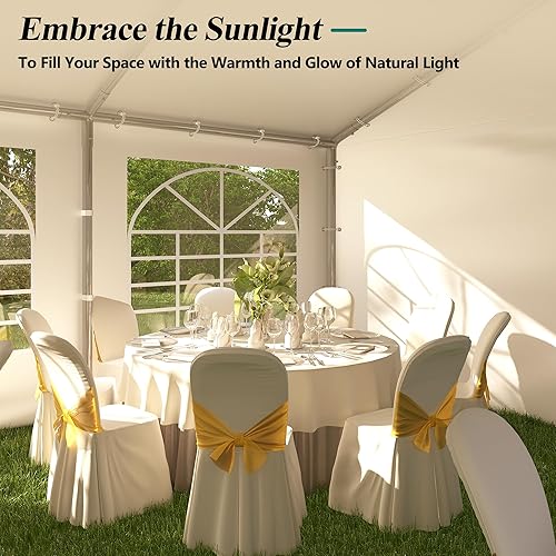 Miniatura 4 de GARTOO Tienda de campaña resistente de 20 x 20 pies – Toldo de refugio para eventos de boda al aire libre con pared lateral extraíble y 4 bolsas
