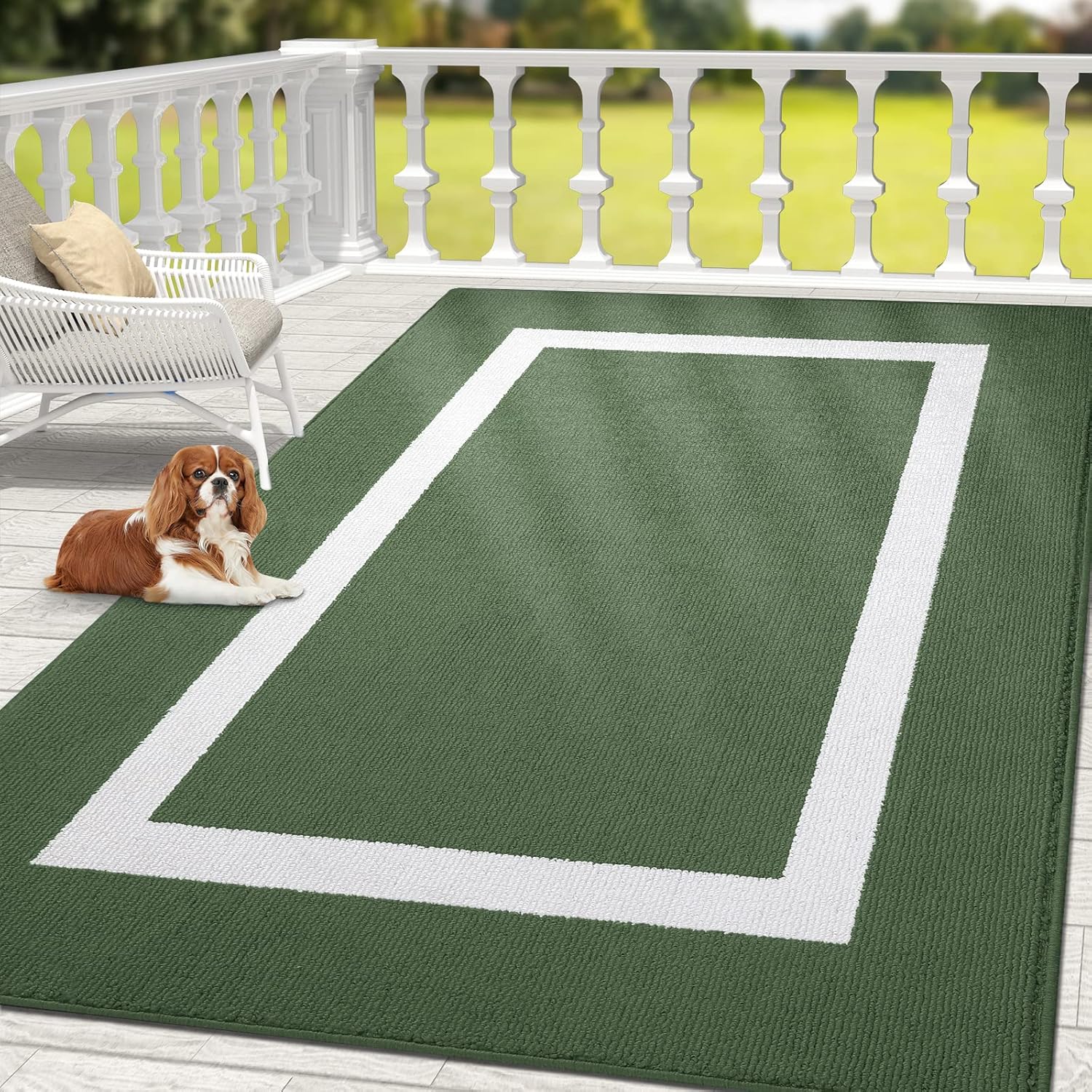 OLANLY Indoor Door Mat, 71x47, Non-Slip Absorbent Resist Dirt Entrance Mat, Washable Low-Profile Inside Entry Doormats for Entryway, Green 71" x 47" Green