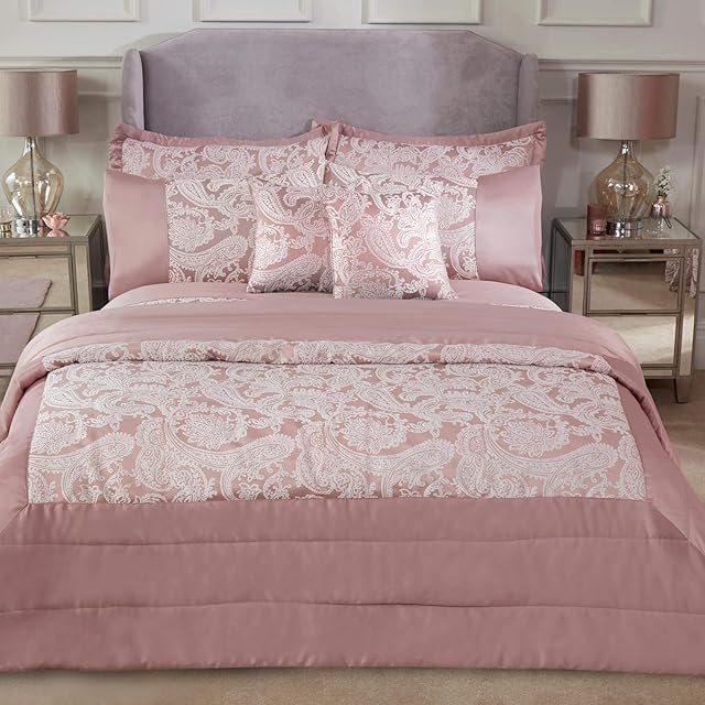 Emma Barclay Duchess - Embellished Jacquard Quilted Bedspread Set in Blush Pink - To Fit Double/King