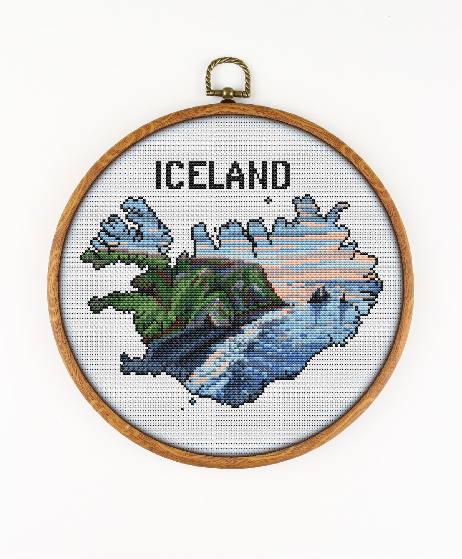 Iceland Black Sand Beach Vik Reynisfjara Map CS2619 - Counted Cross Stitch Pattern. Only Printed Pattern Inside. No Fabric, Threads, Needles, Hoops.