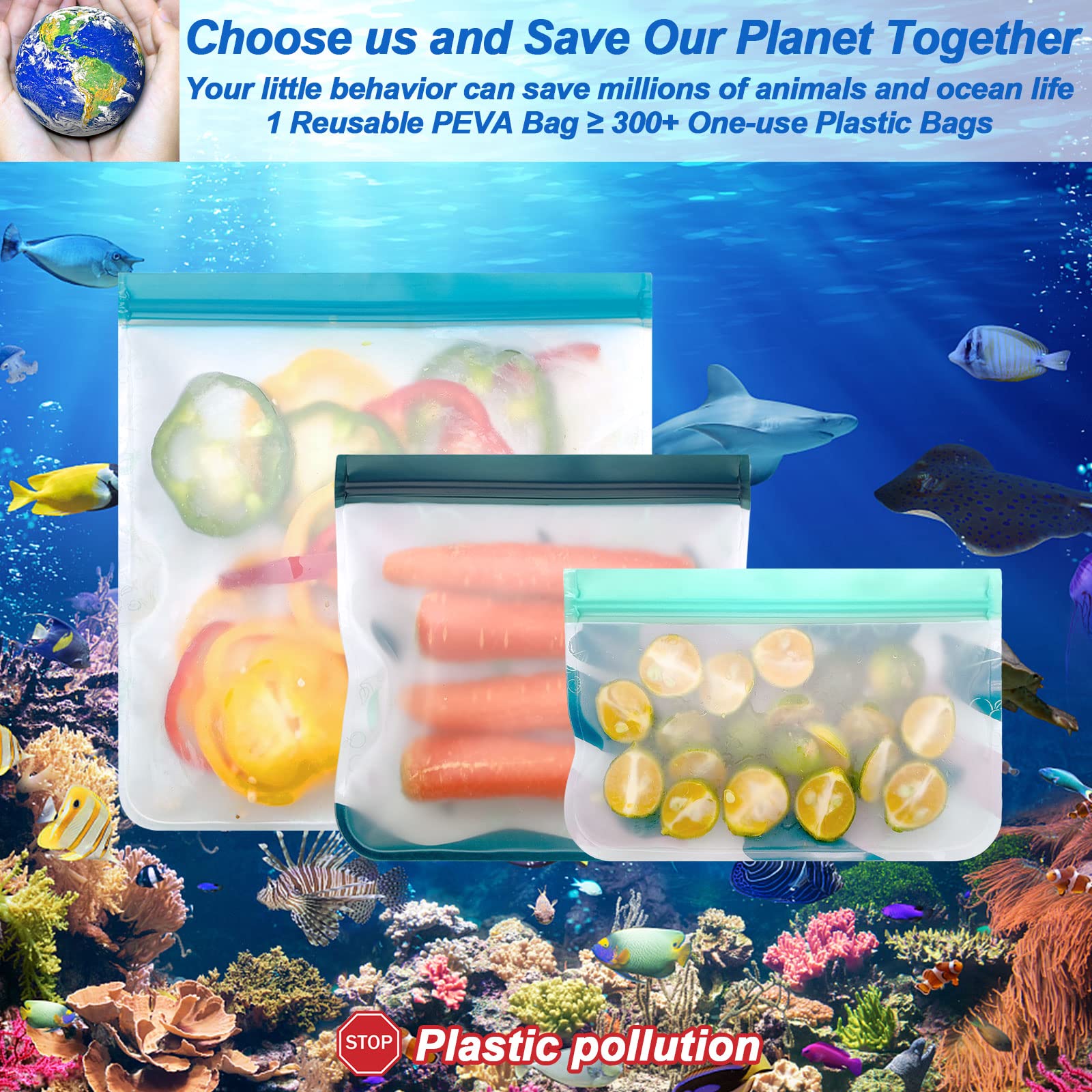 Lerine Lot De 6 Sacs De Congélation Réutilisables D'un Gallon