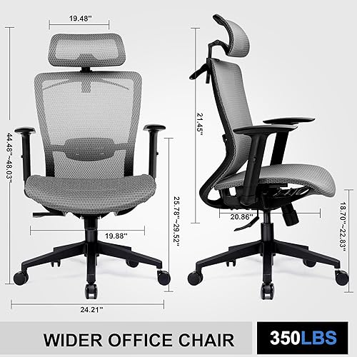 Miniatura 3 de COMHOMA ErgoPlus-E53 - Silla de oficina ergonómica, silla de escritorio de malla ejecutiva, respaldo alto, reposabrazos ajustable y soporte lumbar