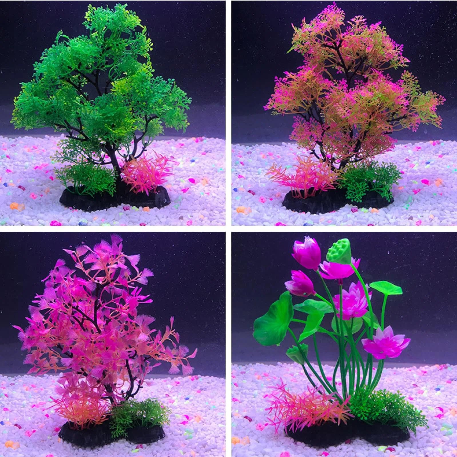 Plante Aquarium Artificielle, Longue 23 cm Décorations Aquarium, Plantes Hydroponiques de Simulation, avec Base Epaissie, pour Réservoirs de Poissons et Aquariums
