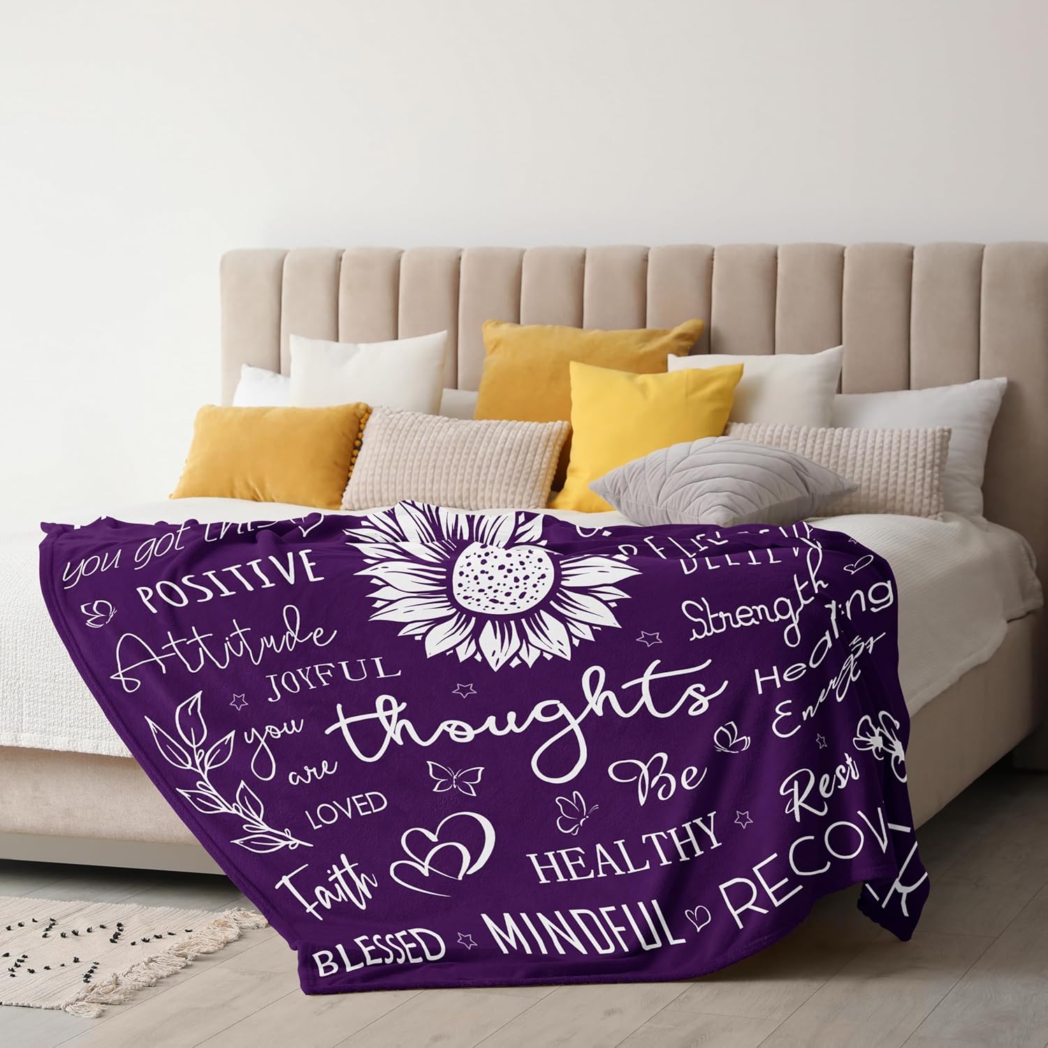 Xutapy Get Well Soon Gifts for Women, Inspirational/Feel Better/Thinking of You/Encouragement/Surgery Recovery/Cancer Care Gifts for Women, Hug Healing Blanket Purple 60’’X50’’ - Image 2