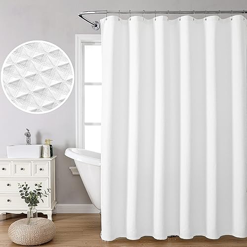 Miniatura 9 de MISS SELECTEX Cortina de ducha de tela de punto gofre mate cortinas de ducha para baño hotel de lujo impermeable 230 GSM tela clásica duradera