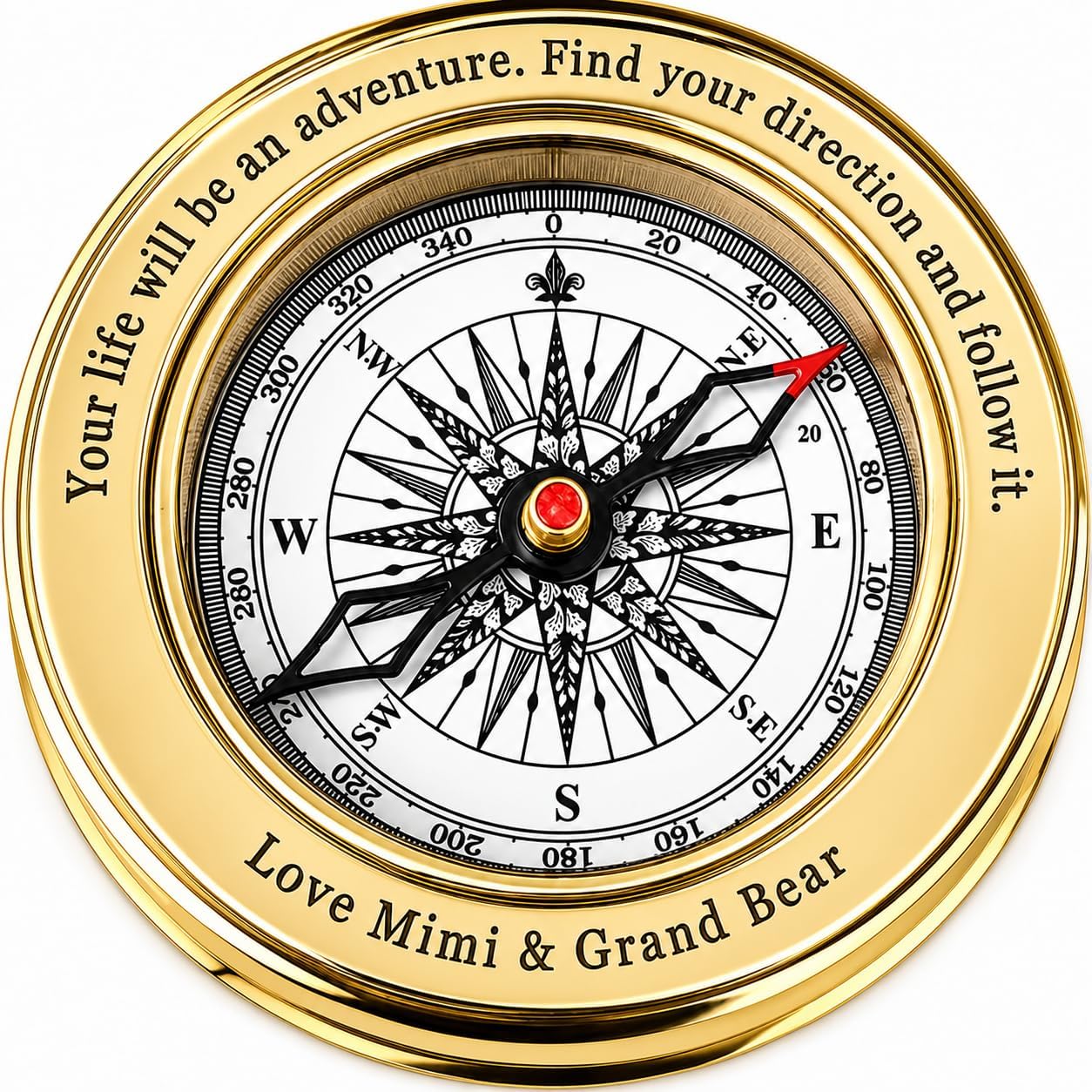 Vintage Brass Compass with Wooden Box – Antique Navigation Compass for Hiking, Camping, Gifts & Home Decor – Classic Map Reading Compass for Men