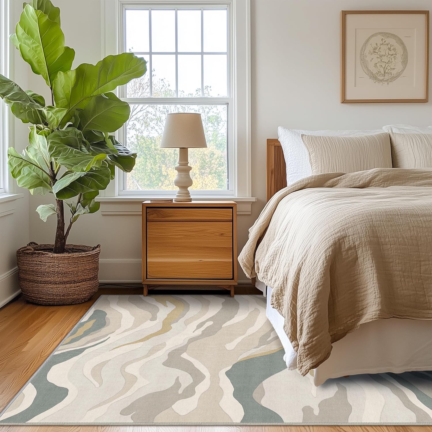 bavni 5x7 area rugs machine washable rug for living room, modern printed rug indoor soft area rug for bedroom dining room, ultra-thin low pile carpet with non slip rubber backing, rock gray rock gray 5' x 7' (rectangular)