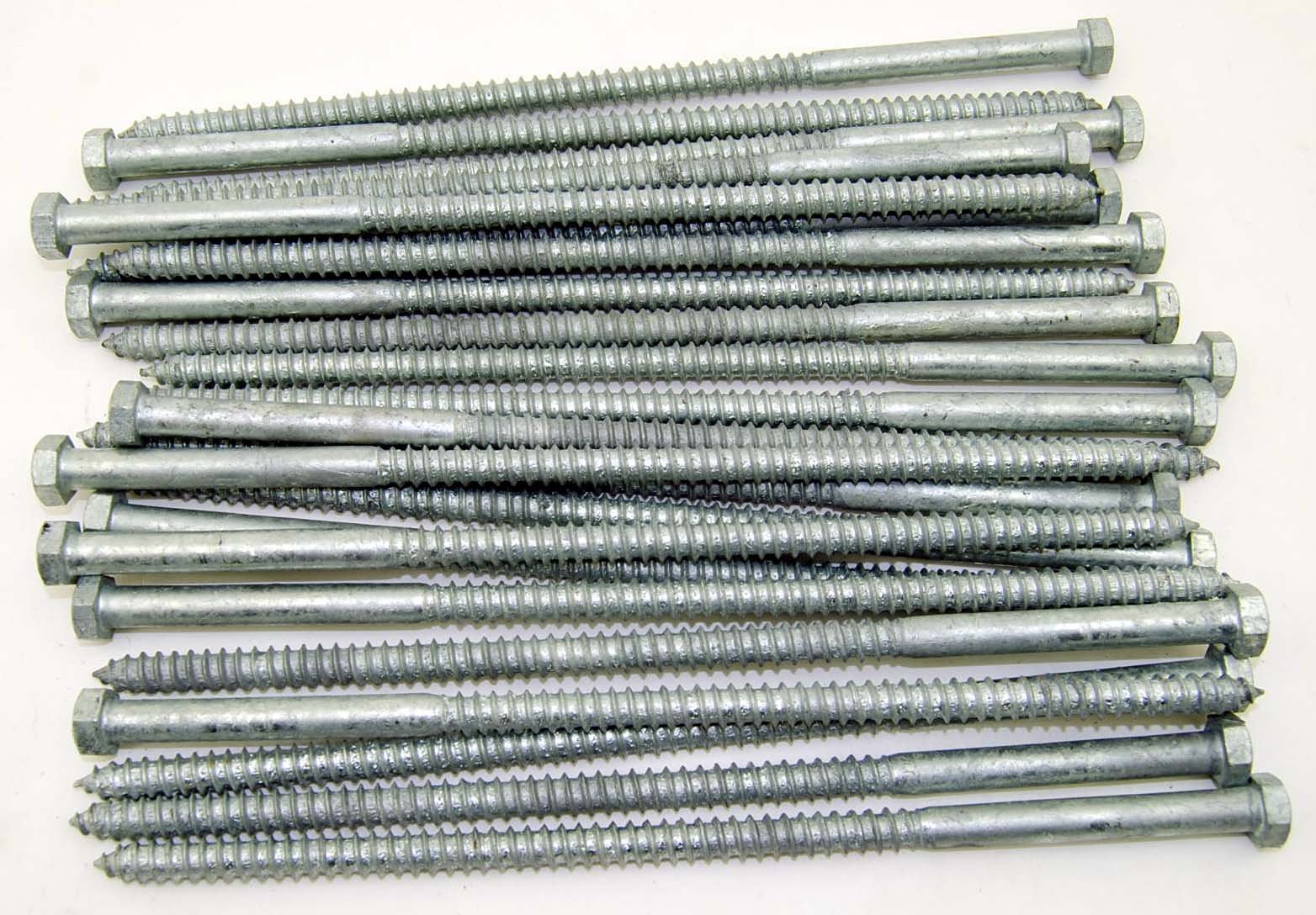 (25) Galvanized Hex Head 3/8 x 10 Lag Bolts Wood Screws