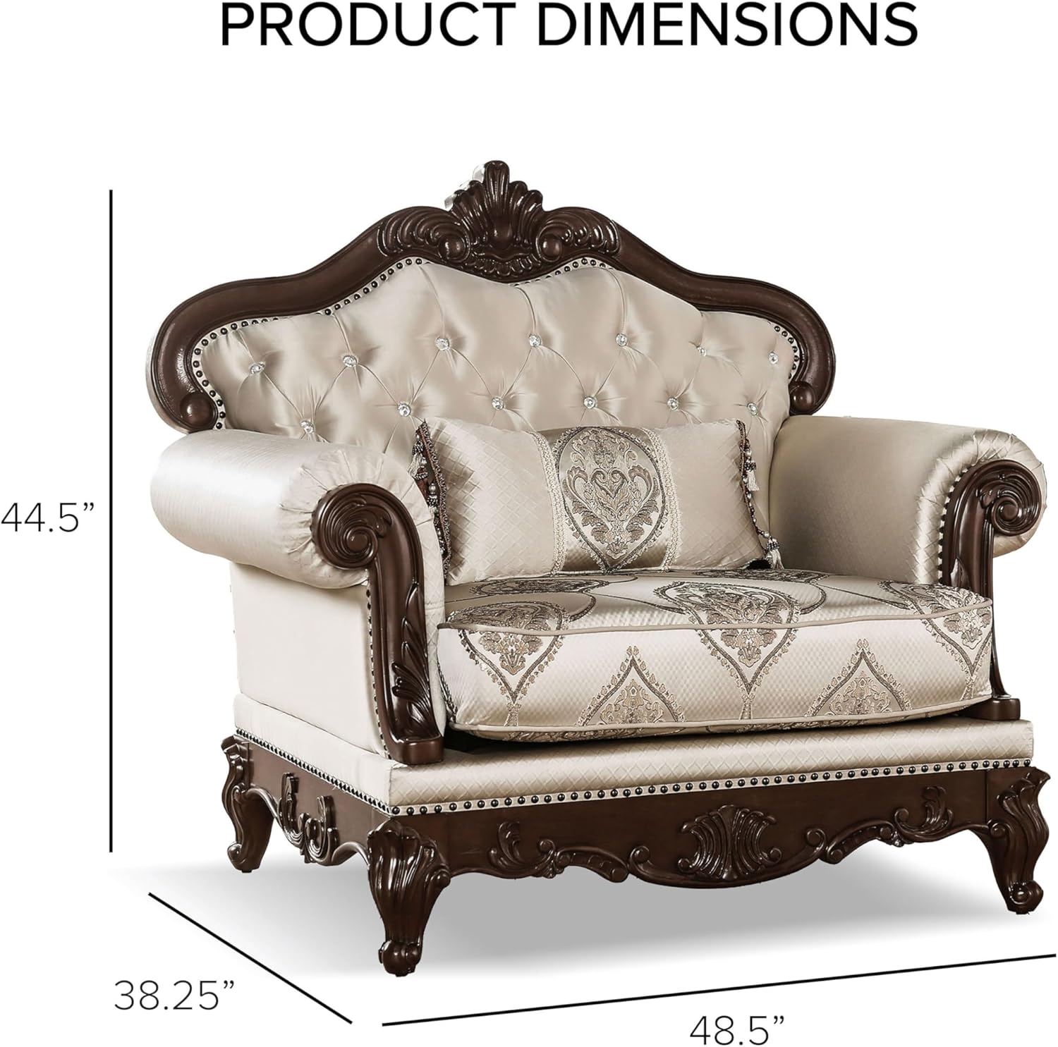 Furniture of America Adelaide Traditional Upholstered Sofa Set with Rolled Armrests, Arm Chair, Wooden Loveseat and Comfortable Couch for Living Room, Office, 3-Piece Set, Dark Cherry/Beige