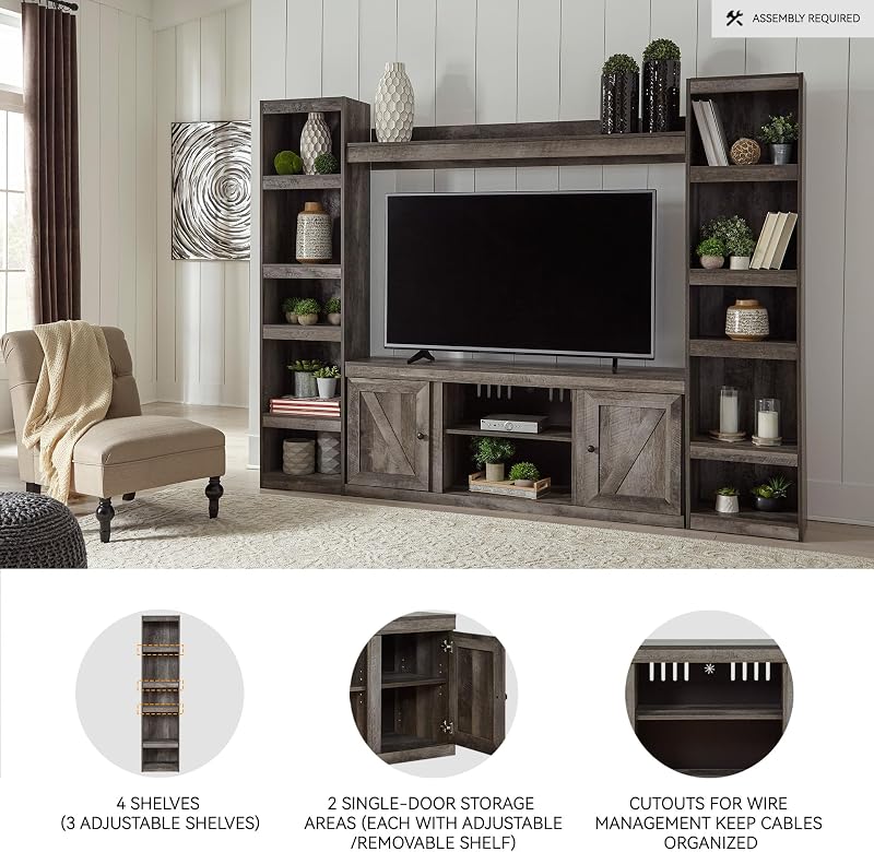 Signature Design by Ashley 4-Piece Entertainment Center TV Stand, Tall image 3