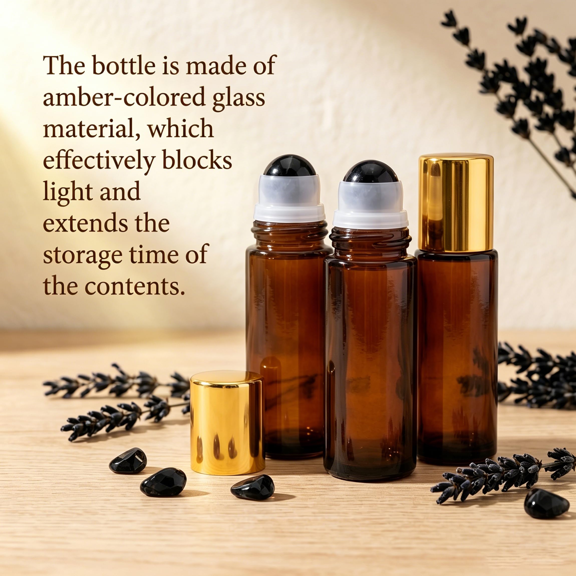 Botellas Vacías Rollerball de 50 Ml, Botella Roll on de Vidrio Ámbar con Cristal para Aceites Esenciales, Envases de Desodorante Vacío Recargables para Viajes, Blanco