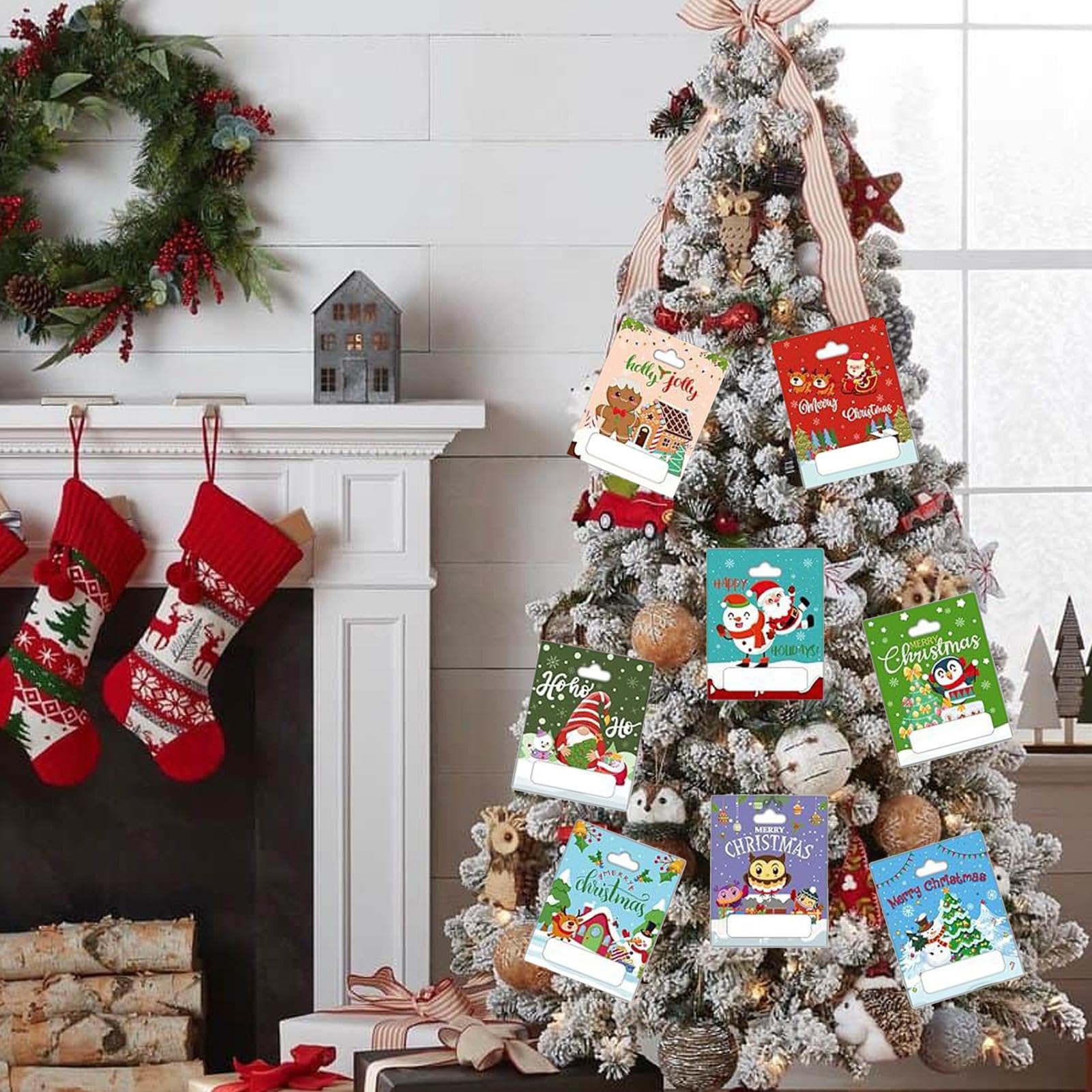 Juego de 8 soportes para dinero en efectivo, dispensador de dinero de Navidad, adornos de vacaciones de invierno, decoración colgante de árbol de Navidad para Navidad, cumpleaños, vacaciones