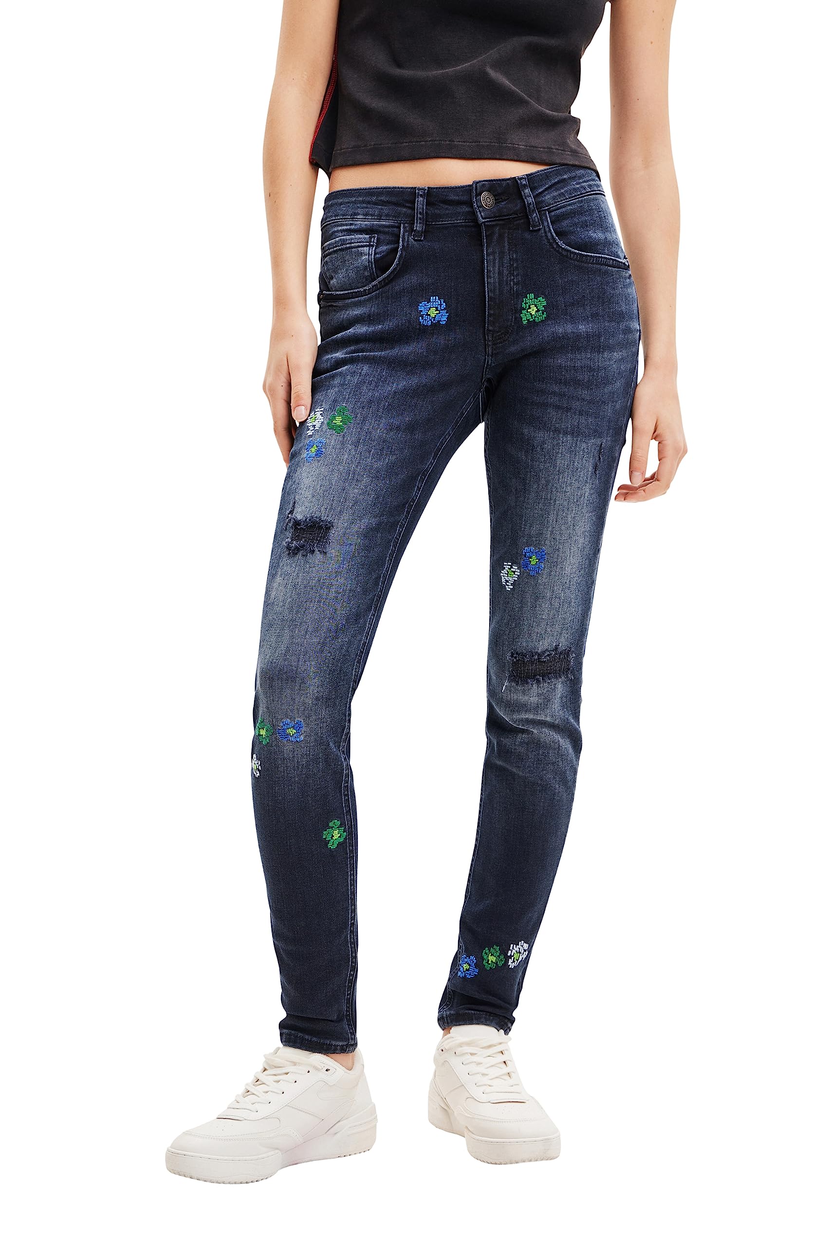 Desigual Denim_Bruselas Pantalones Casuales, Azul, 36 para Mujer