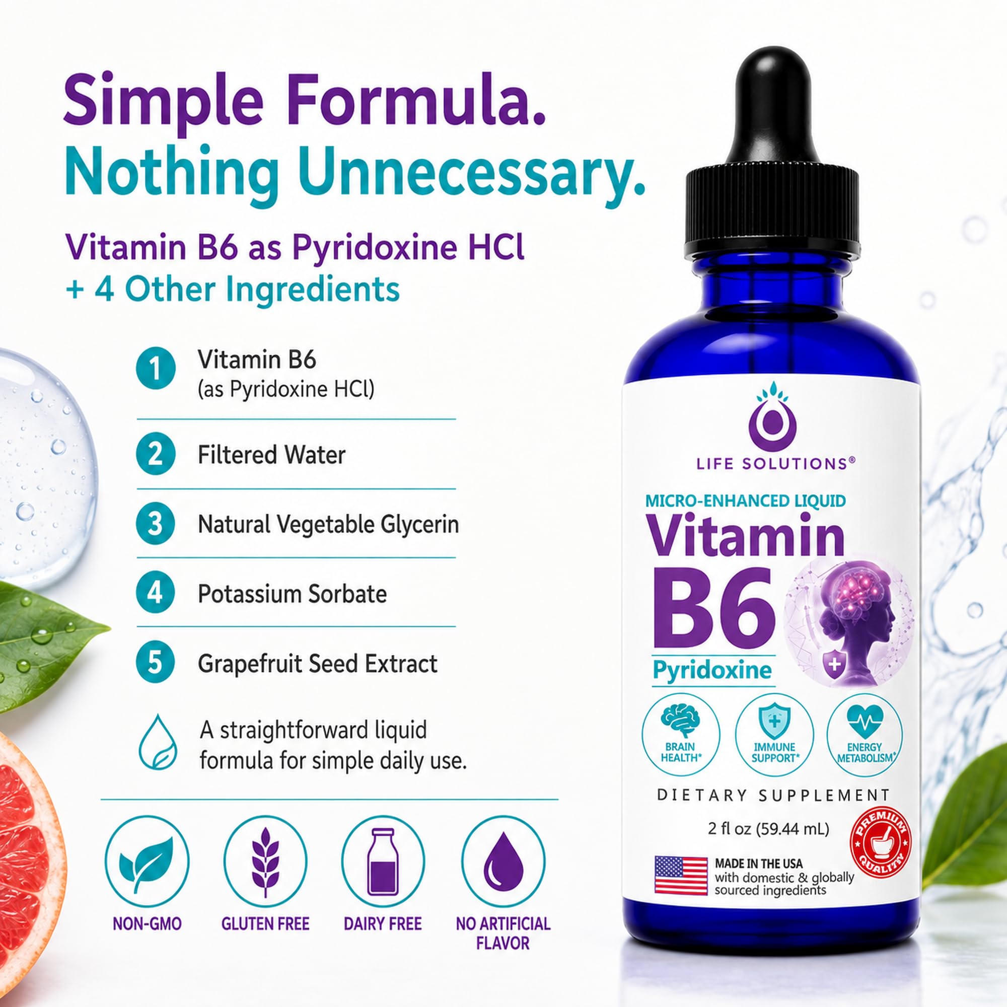 Vitamin B6 25mg Liquid Drops, Pyridoxine HCl, Easy Dropper, 30-Day Supply — Amazon image 5