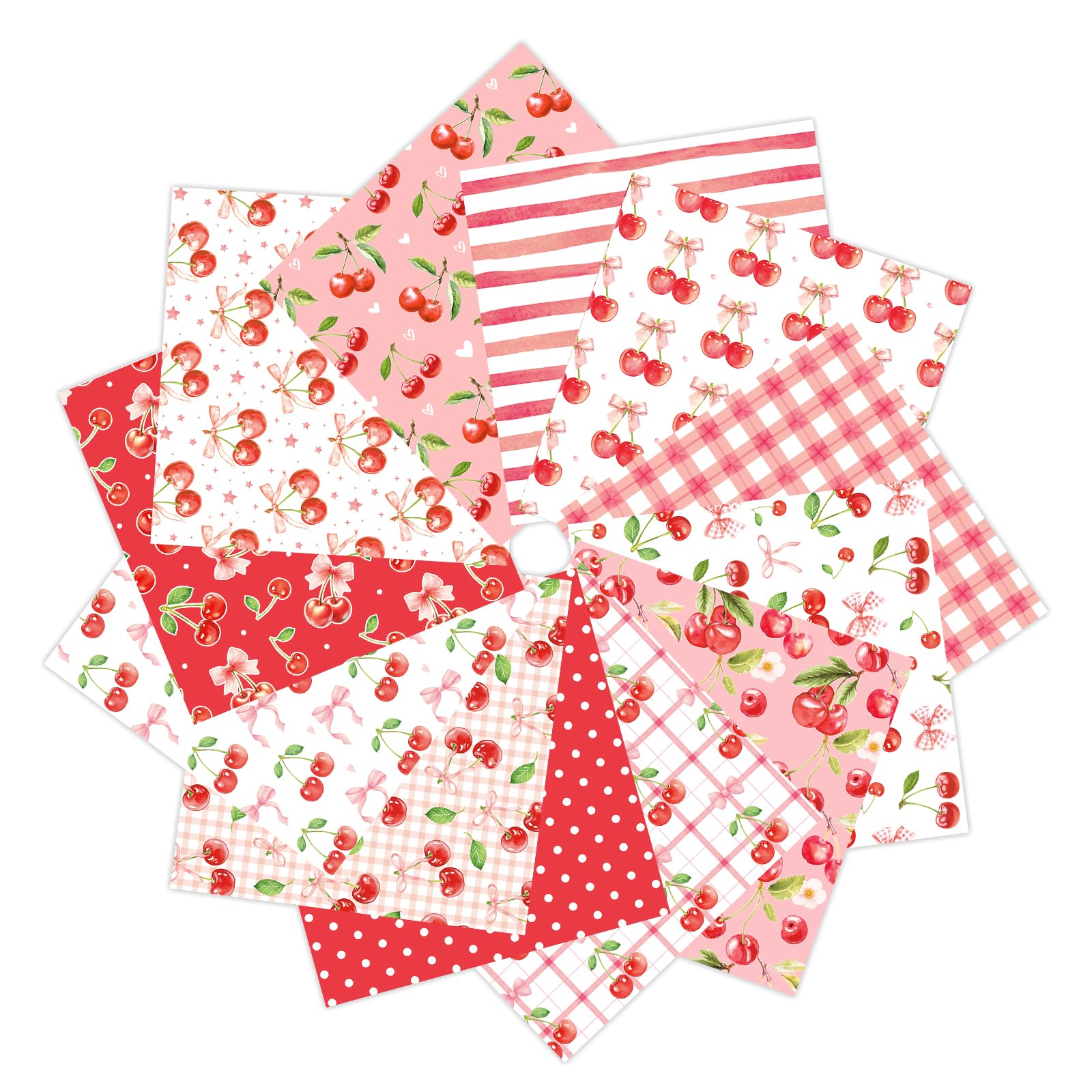 24 Sheets Cherry Scrapbook Paper, Pink Red Double Sided Fruit Cherry Patterned Decorative Craft Paper Pad for Journals DIY Crafts Photo Album Card Making Background Card Scrapbook,11.8'' x 11.8''