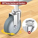 HOLKIE Stem Caster Wheels 4 inch Casters Set of 4, 7/16-Inch Stem Diameter Swivel Castors Heavy Duty TPR Rubber Replacement Castor for Cart, Stool, Mop Bucket, Grill, Shop Vac