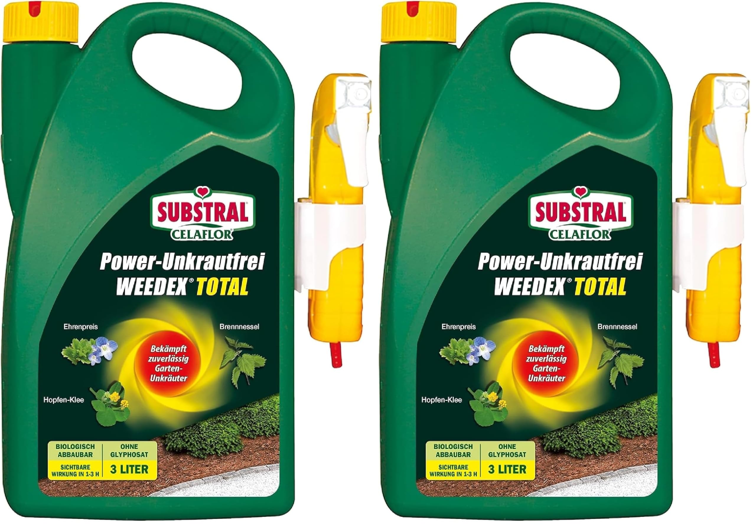 Substral Celaflor Power Unkrautfrei Weedex Total, 3 Liter Sprühkanister, gegen Unkräuter, Gräser und Moos (Packung mit 2)