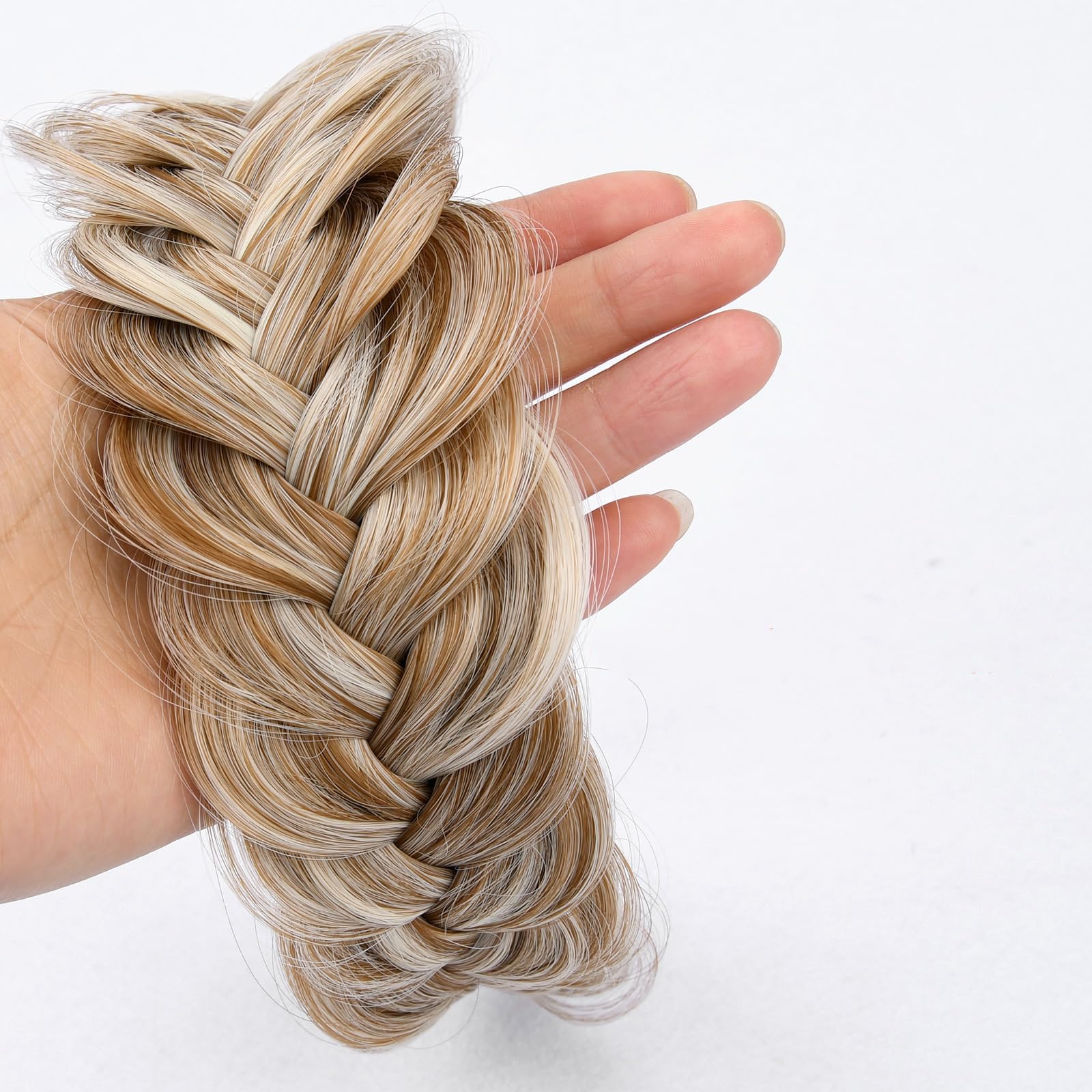 Weenwill Hair Braid Headband,Messy Wide 2 Strands Fishtail Braided Plaited Headband Fluffy Braid Wig Hairbands for Women and Girls - Image 4