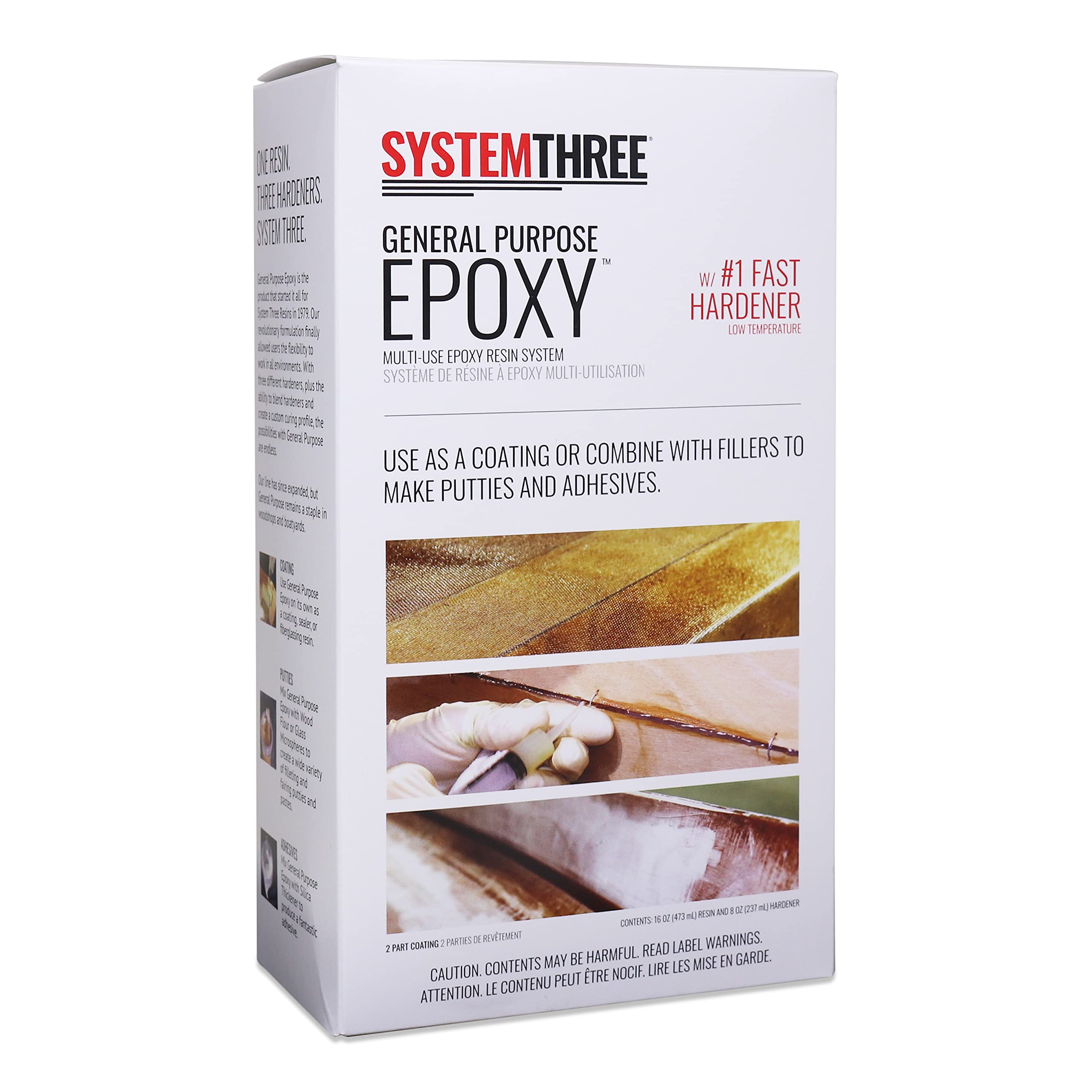 System Three General Purpose Epoxy Resin with #1 Fast Hardener, 1.5 Pints, Light Amber