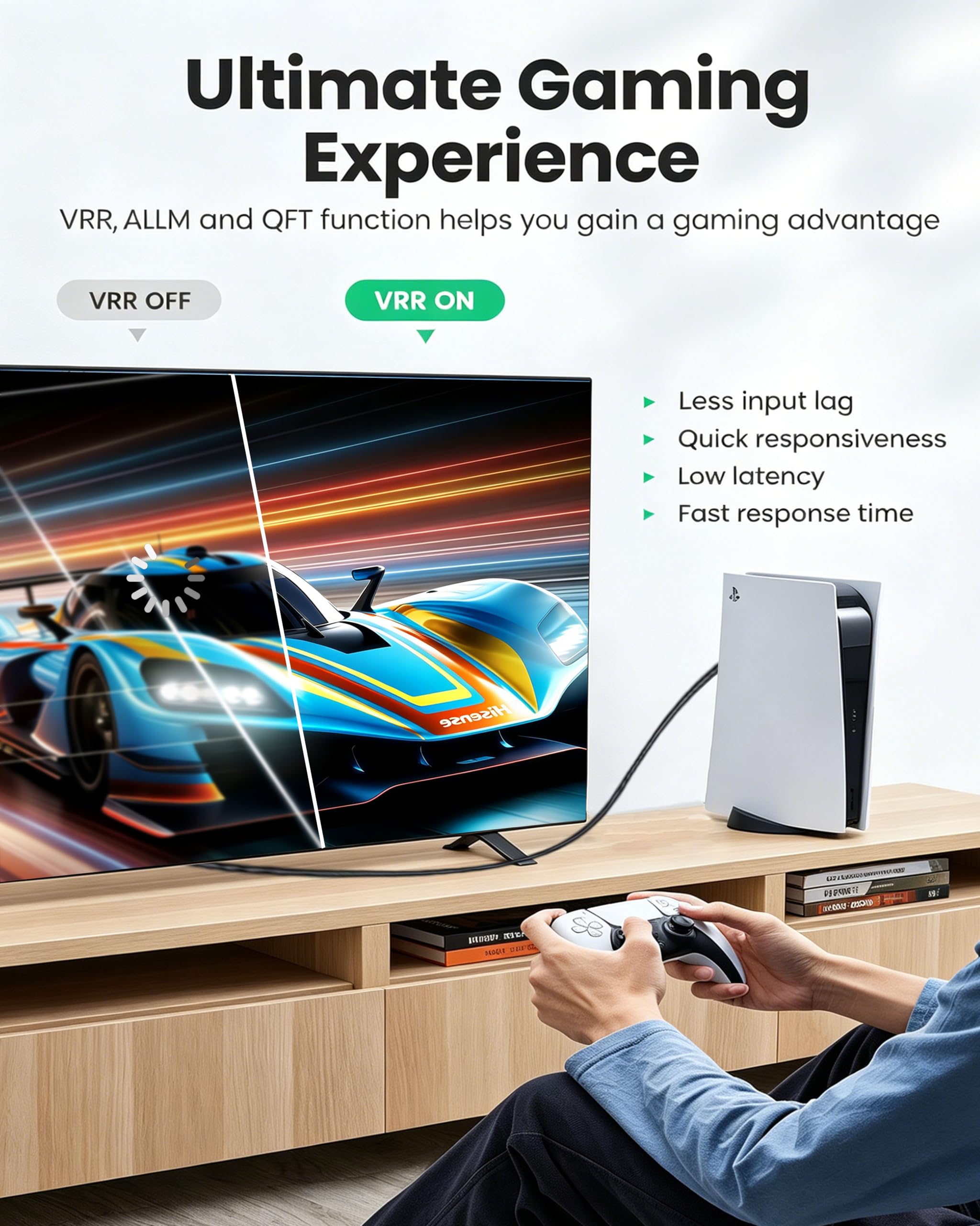 Cavo HDMI 10K 8K, cavo HDMI 2.1 ad alta velocità 48Gbps 8K @60Hz, 4K @120Hz cavo HDMI intrecciato eARC, HDR10 per PS5/PS4, Roku TV, monitor, HDTV, Blu-ray, laptop